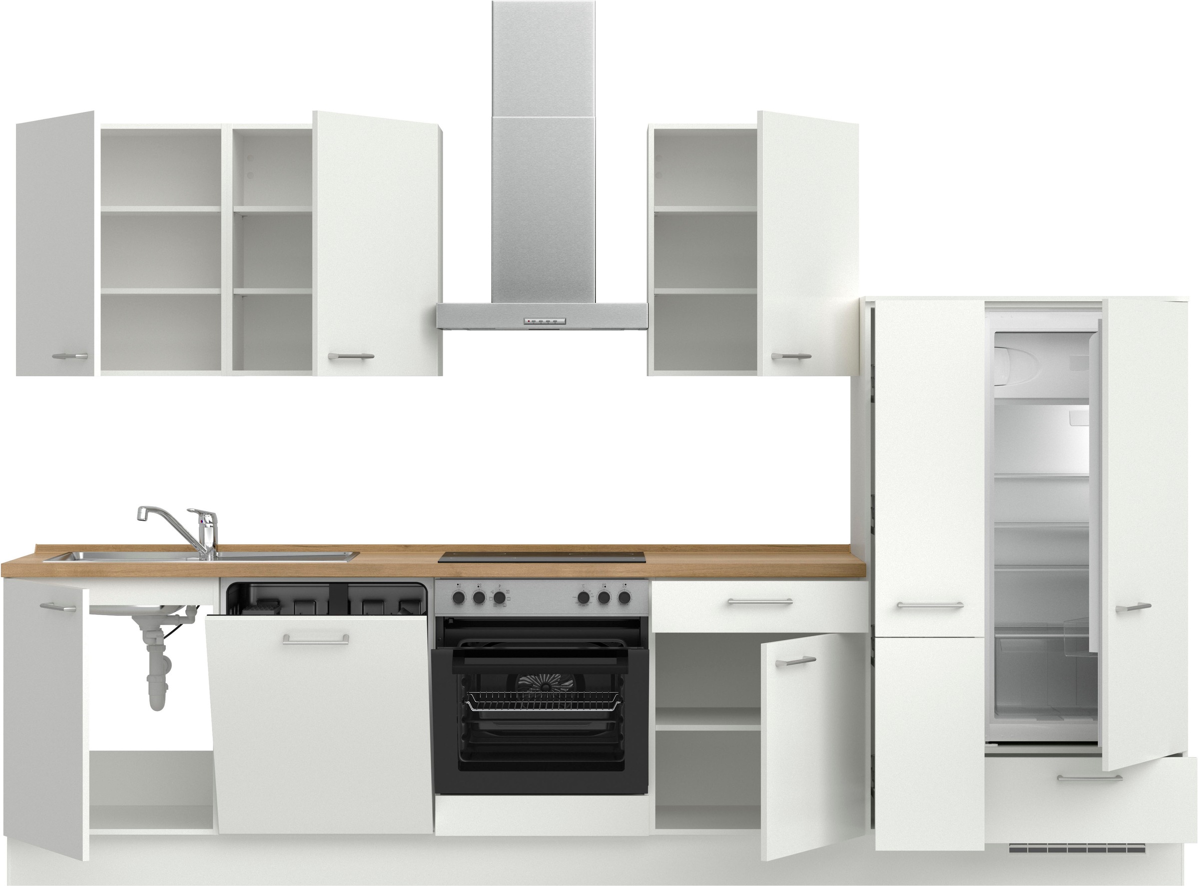 nobilia® Küchenzeile »"Laser I", Ausrichtung wählbar, Breite 330 cm« vormontiert, wahlw. mit unterschiedlichen E-Geräten-Sets