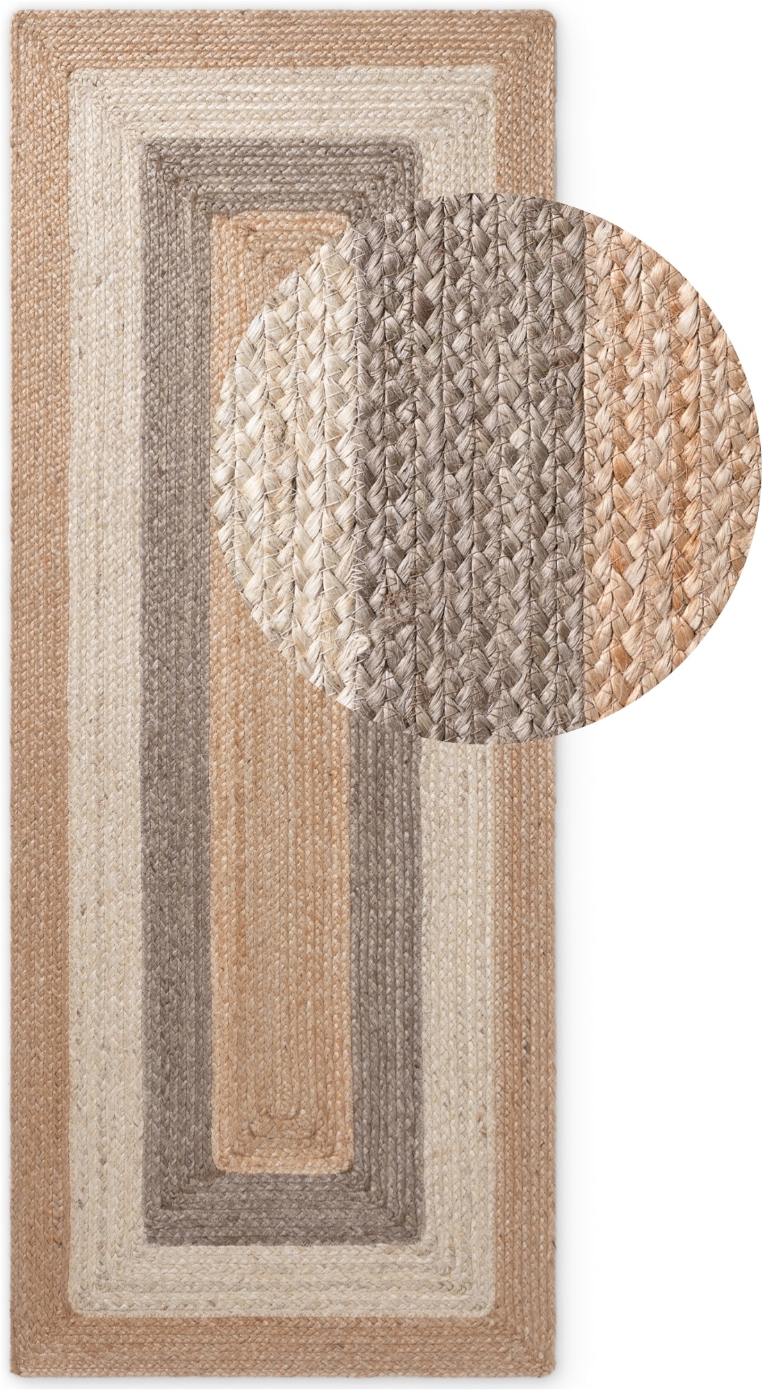 HANSE Home Teppich »Juno Fusion  Juteteppich« rechteckig 9 mm Höhe Jute, Shape, Handgemacht, Wohnzimmerteppich, Naturteppich, Wohnzimmer