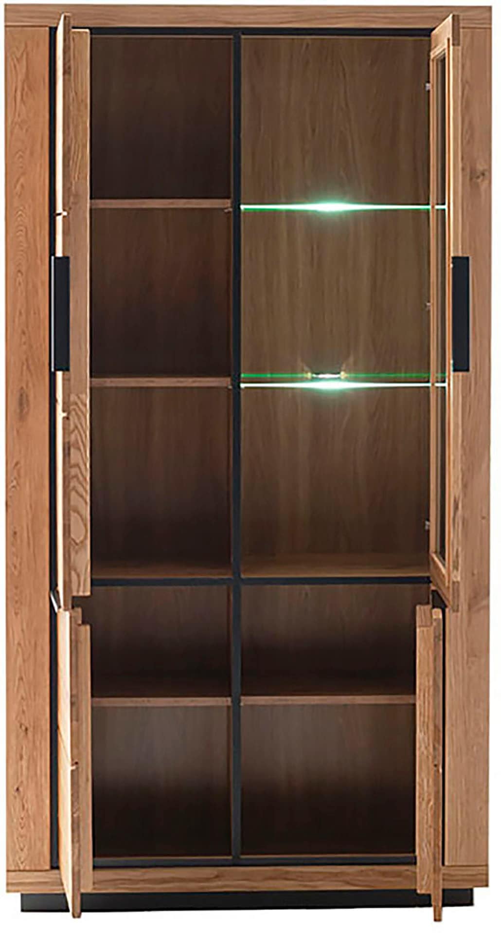 MCA living Vitrine »GRENO Vitrine groß«, (1 St.), aus massiver Wildeiche, Metallgriffe, Breite 107 cm