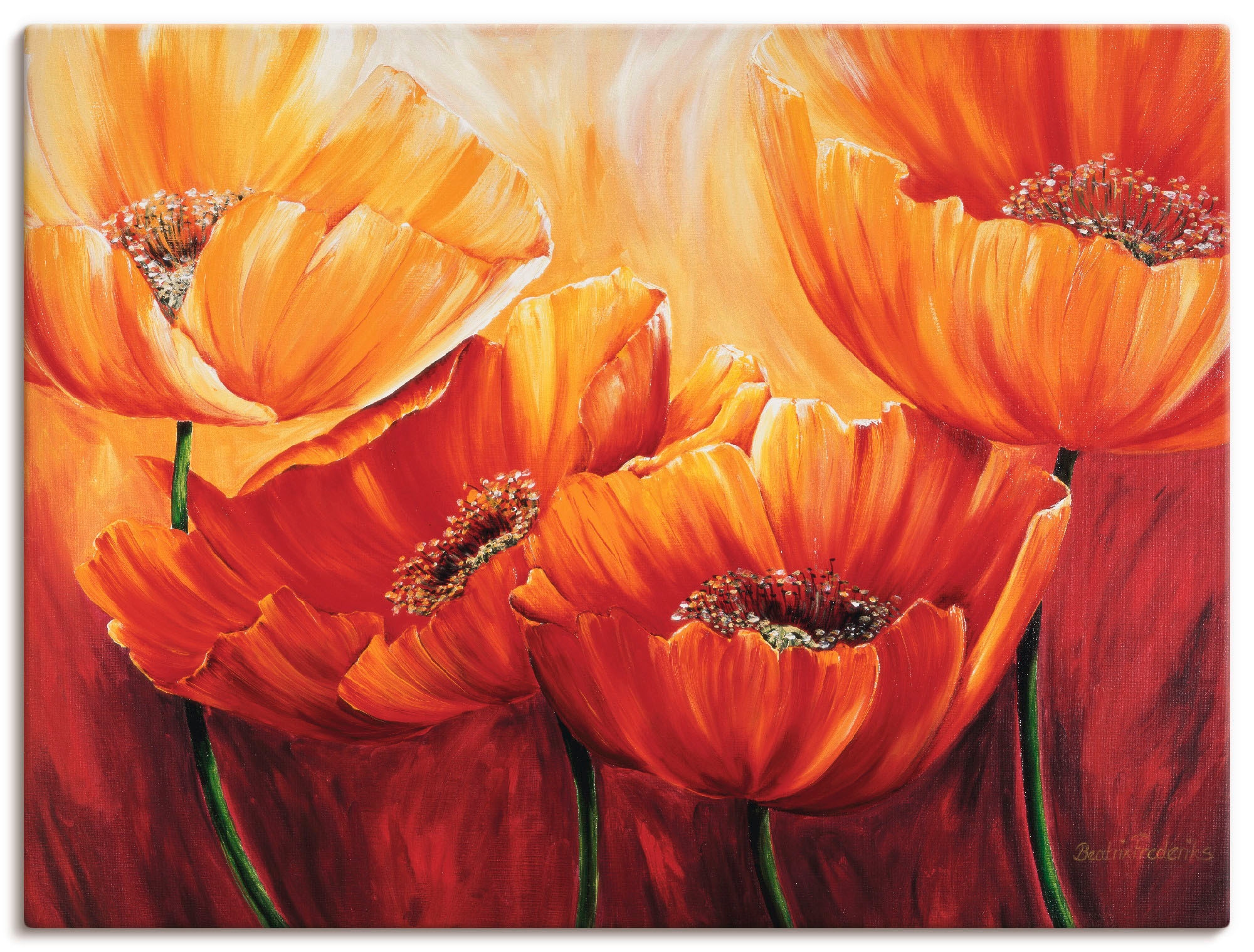 Artland Wandbild »Vier Mohnblumen« Blumen 1 Stk. tlg. als Leinwandbild, Pos günstig online kaufen