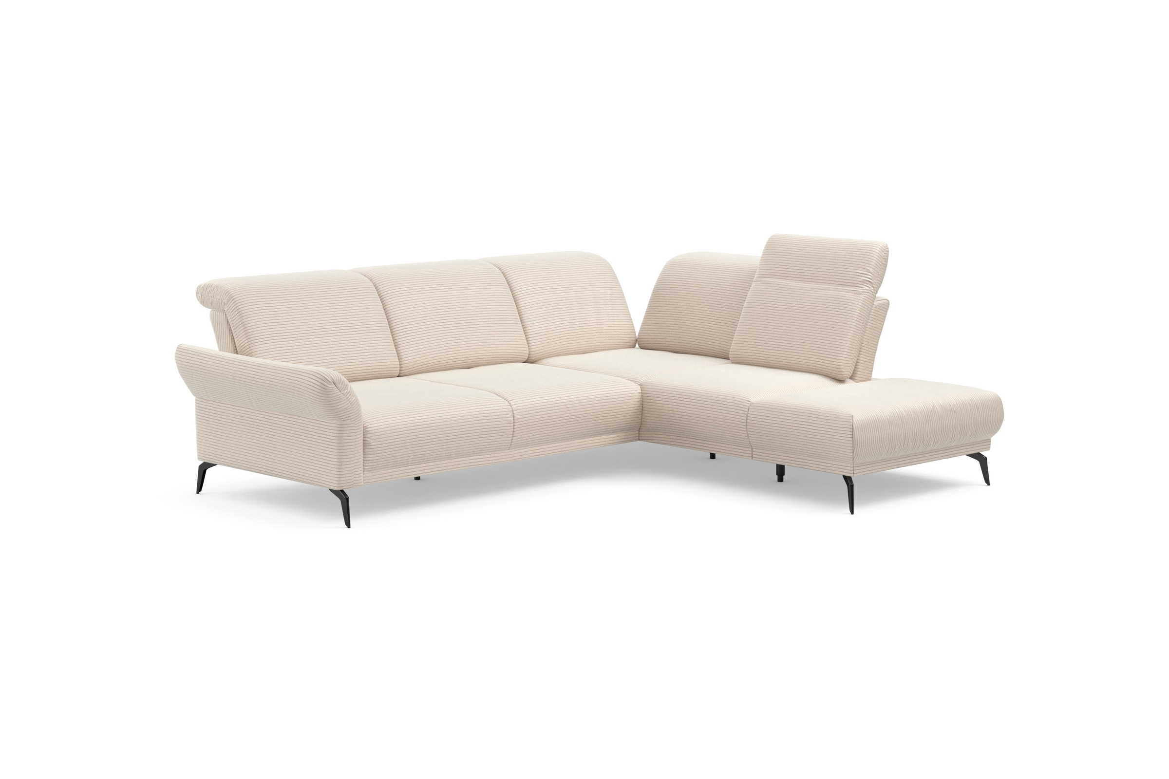 INOSIGN Ecksofa »Coco L-Form«, Sitztiefen-, Arm- und Kopfteilverstellung, Cord-Bezug, Fußhöhe 15 cm