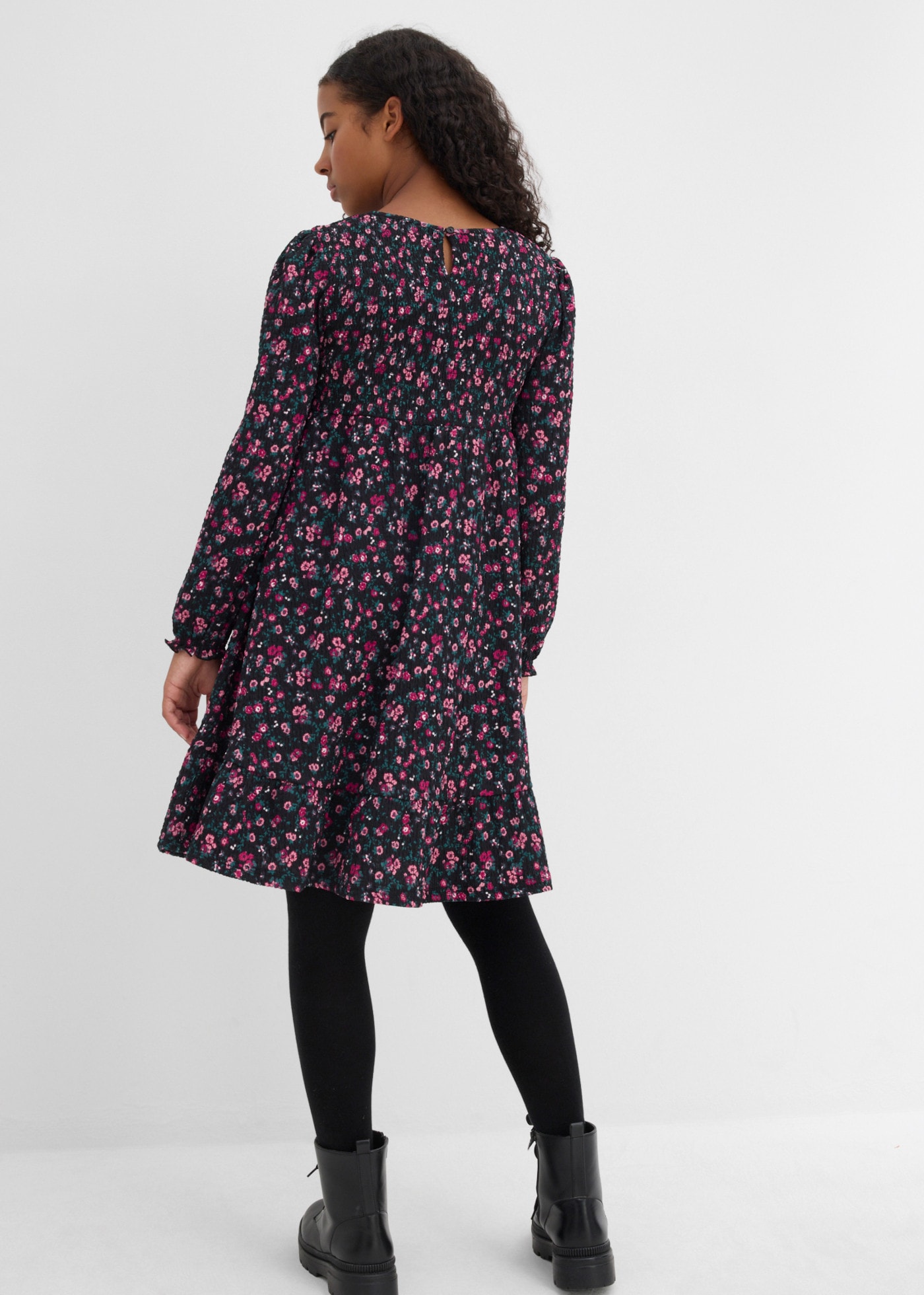 bonprix Jerseykleid für Children, aus strukturiertem Crinkle-Material, Regular Fit