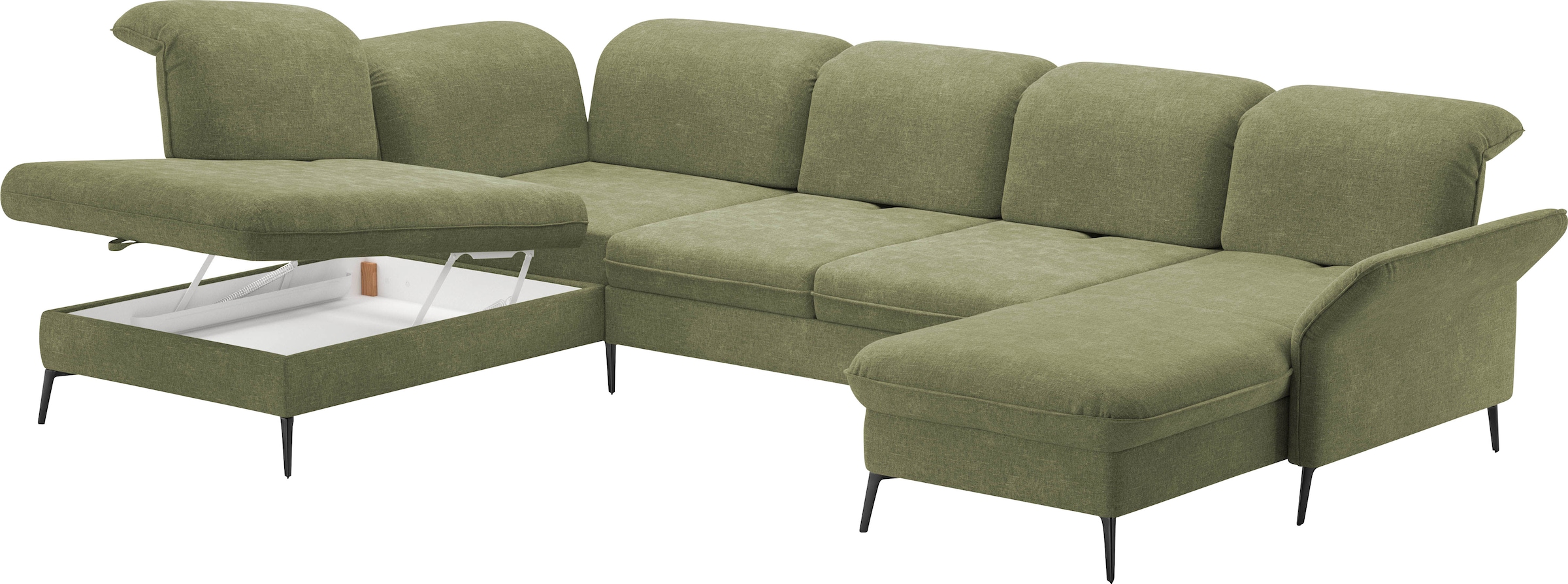 sit&more Wohnlandschaft »Emely, inkl. Sitztiefenverstellung«, wahlweise mit Bettfunktion,Bettkasten,Kopf- & Armteilverstellung