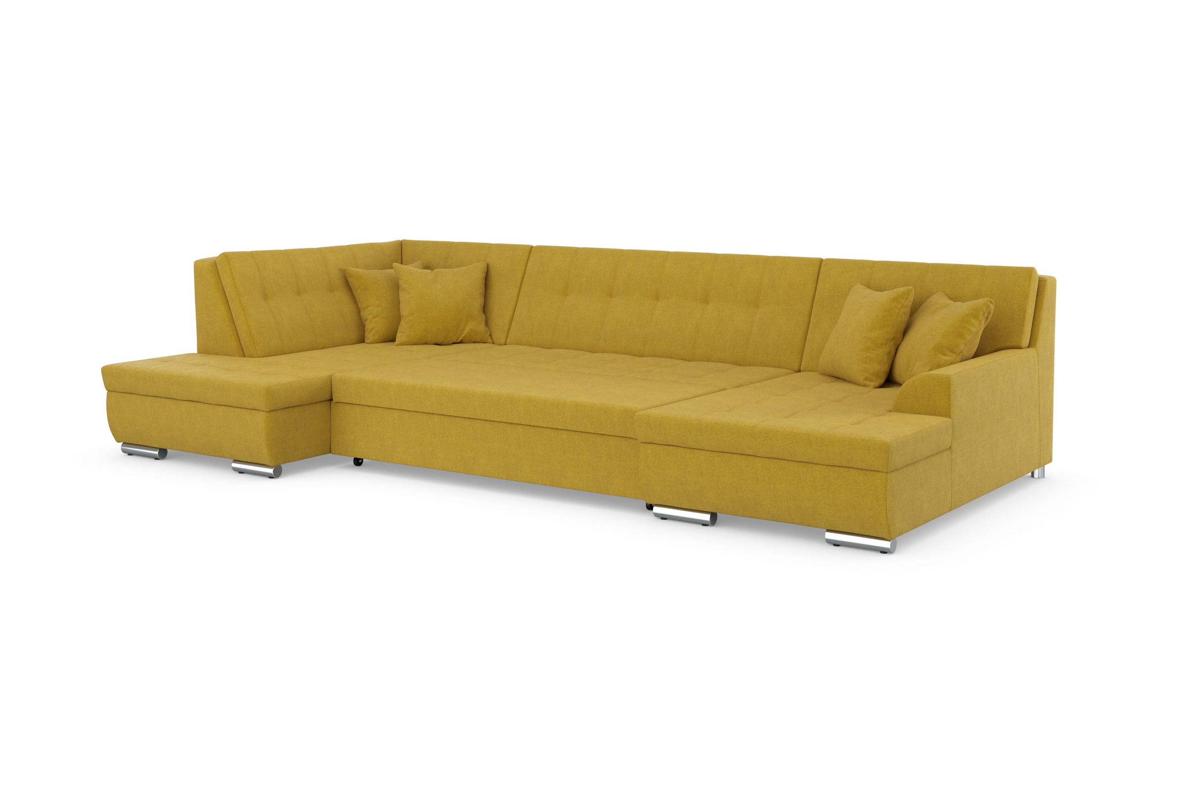 DOMO collection Wohnlandschaft »Treviso incl. Zierkissen, moderne Steppung, XXL: B/T/H: 364/201/83 cm«, wahlweise mit Bettfunktion, in vielen Bezugsarten auch in Cord U-Form