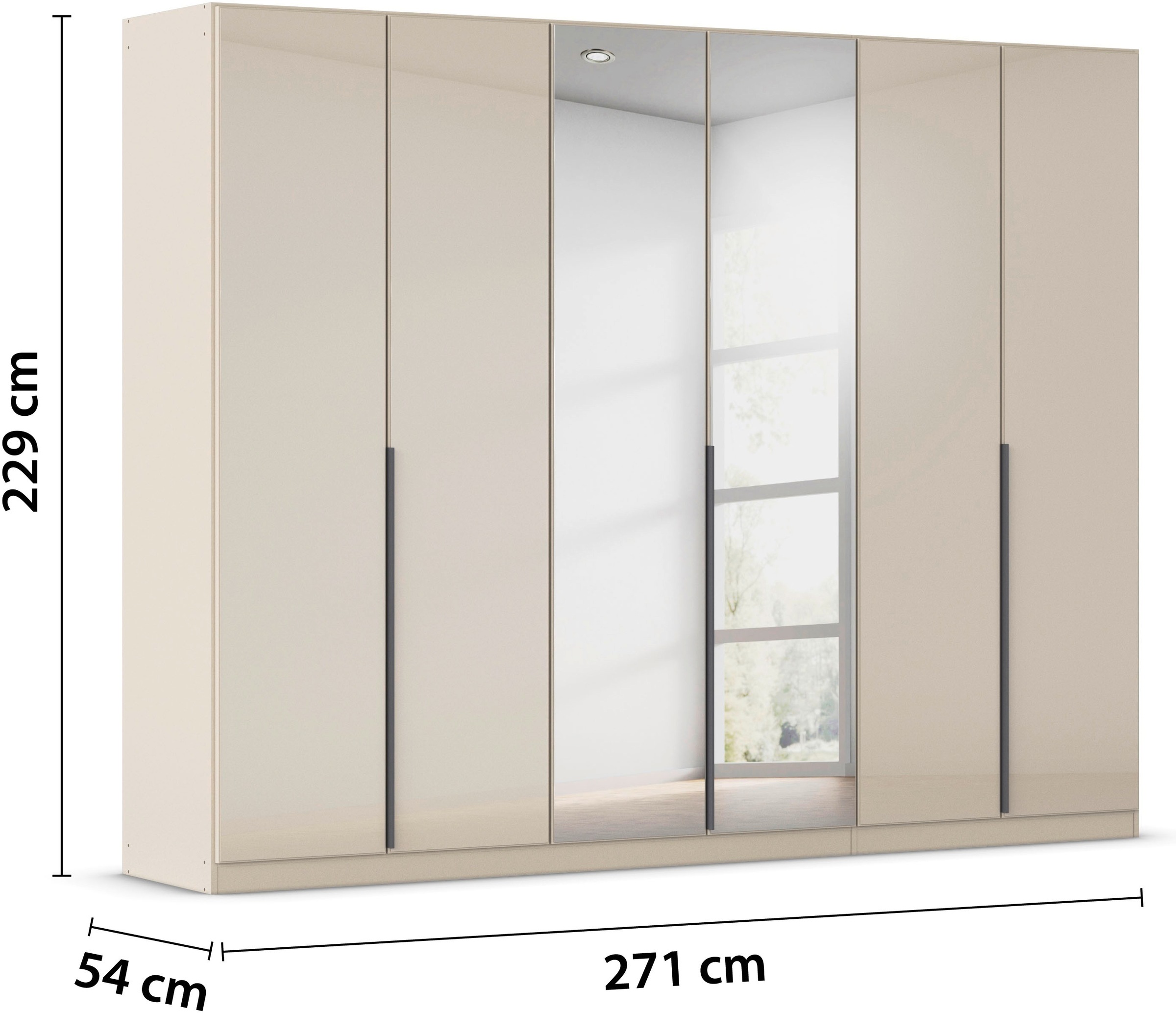 rauch Drehtürenschrank »Kleiderschrank Kleiderschränke Schrank Garderobe AGORDO mit Glasfront«, (in zwei Griff-Farben), durchdachte Innenausstattung, in 6 Breiten und 2 Höhen MADE IN GERMANY