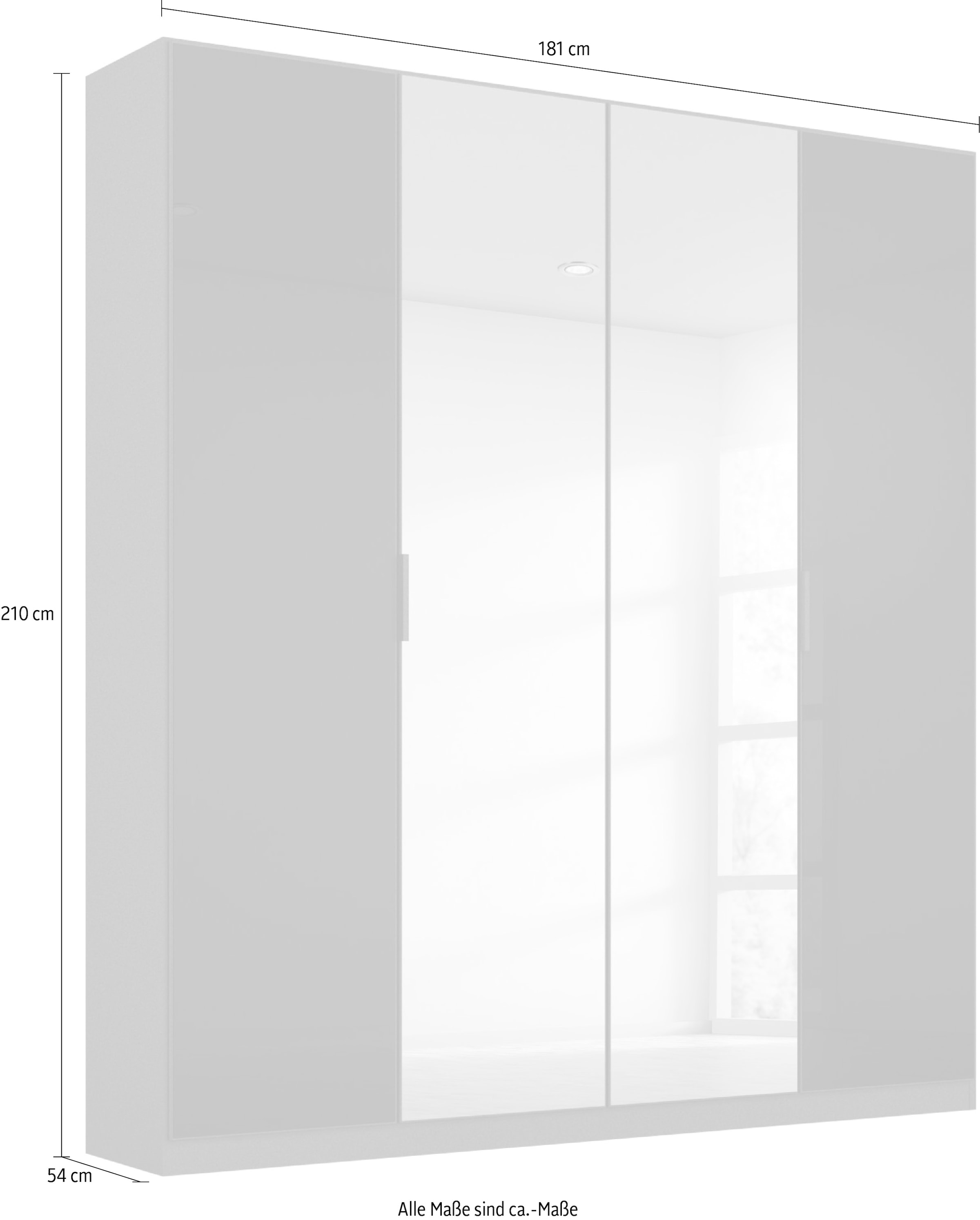 Glasfront inkl. 2 rauch »Koluna«, Innenschubladen extra mit Spiegel, Böden Drehtürenschrank Raten sowie bestellen auf