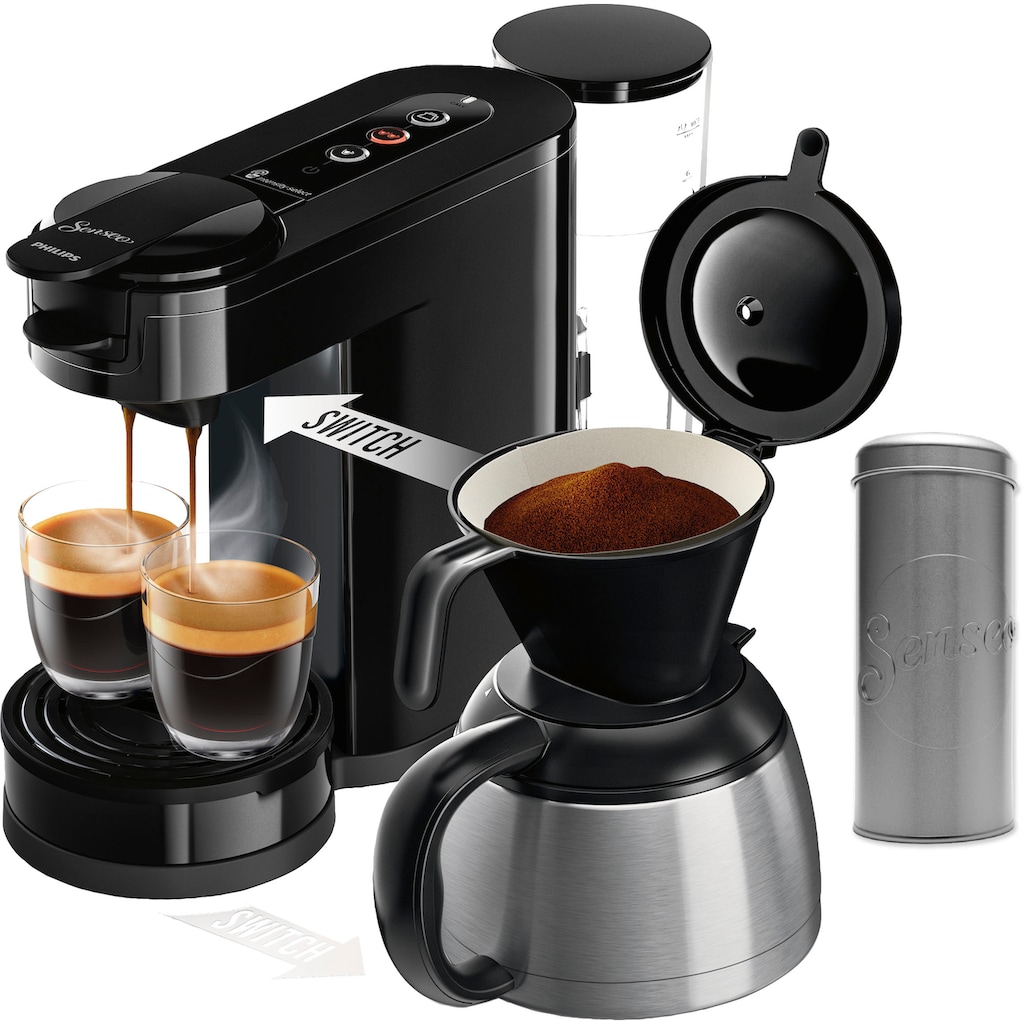 Philips Senseo Kaffeepadmaschine »Switch HD6592/64, 26% recyceltem Plastik, Kaffee Boost Technologie«, 1 l Kaffeekanne, Crema Plus, inkl. Kaffeepaddose Wert €9,90 UVP