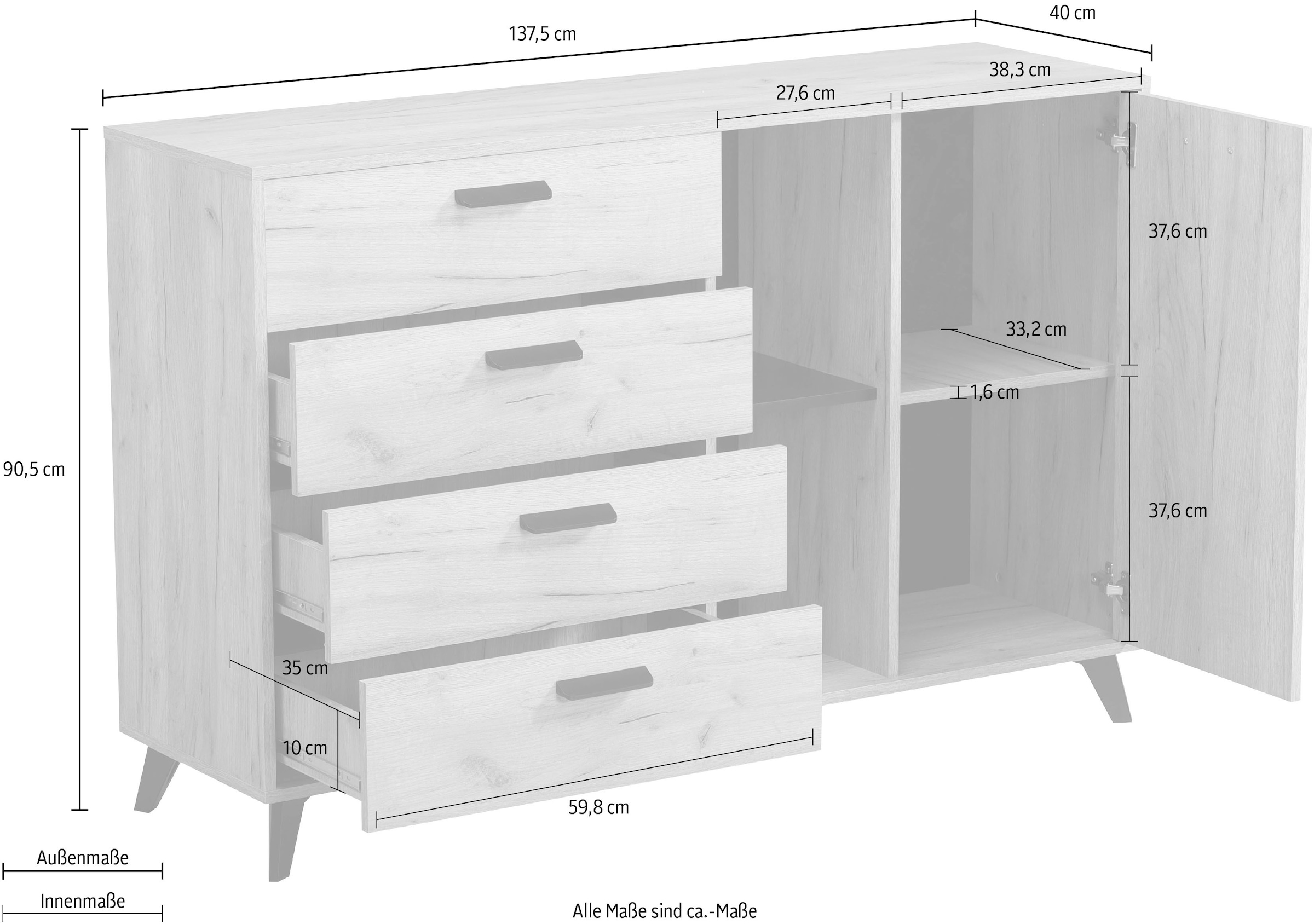 INOSIGN Sideboard »Umbria« Kommode, Breite 137 cm