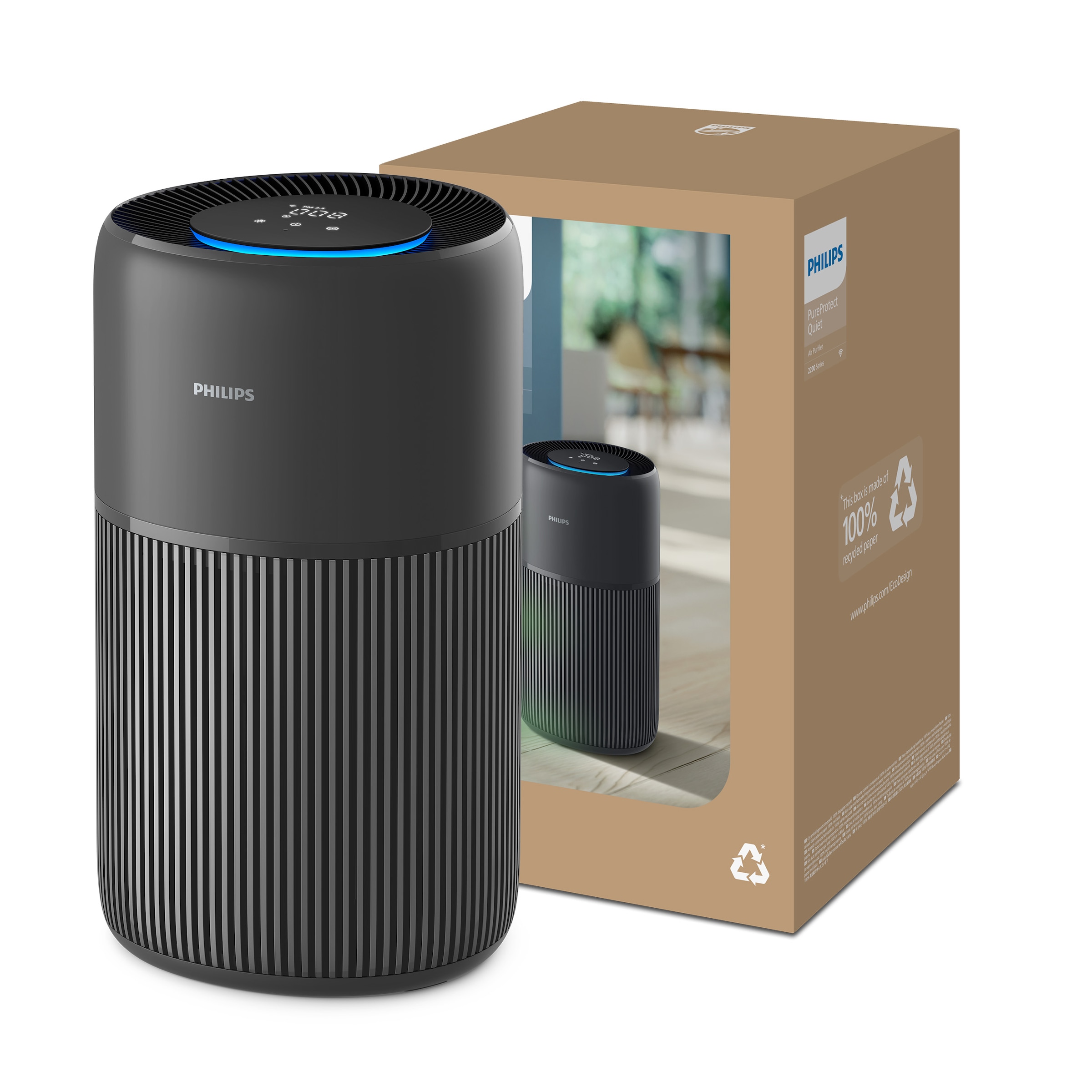 Philips Luftreiniger »AC2221/13 PureProctect Quiet 2200 Series, Luftreinigungsrate 420 m³/h« für 109 qm Räume 3-Schichten-HEPA-Filtersystem, mit App Verbindung, leise