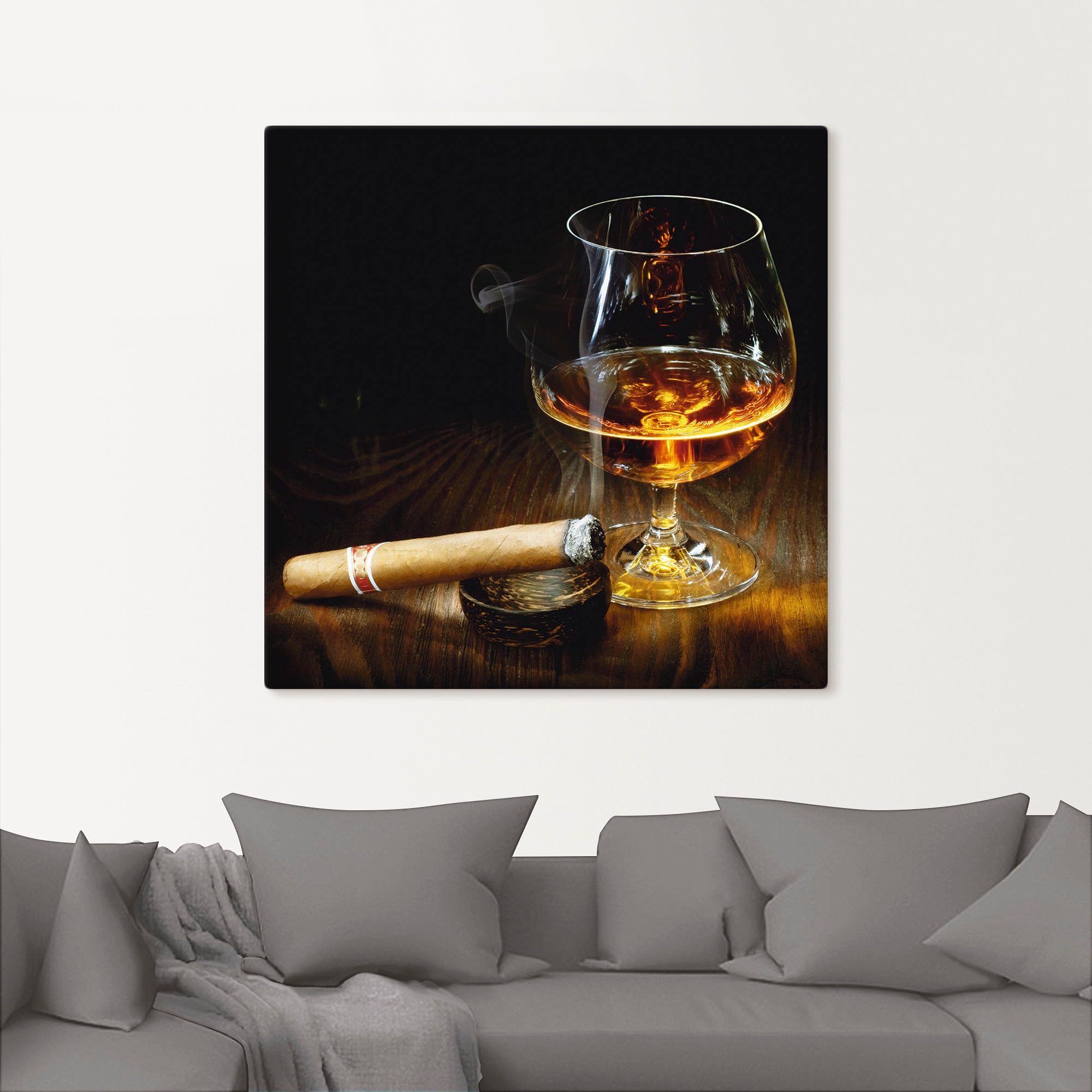 Artland Wandbild »Zigarre und Cognac«, Zigarren, (1 St.), als Leinwandbild, Poster in verschied. Größen