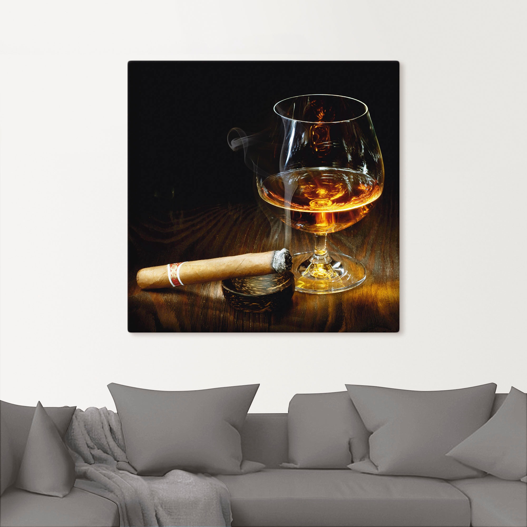 Artland Wandbild »Zigarre und Cognac«, Zigarren, (1 St.), als Leinwandbild, günstig online kaufen