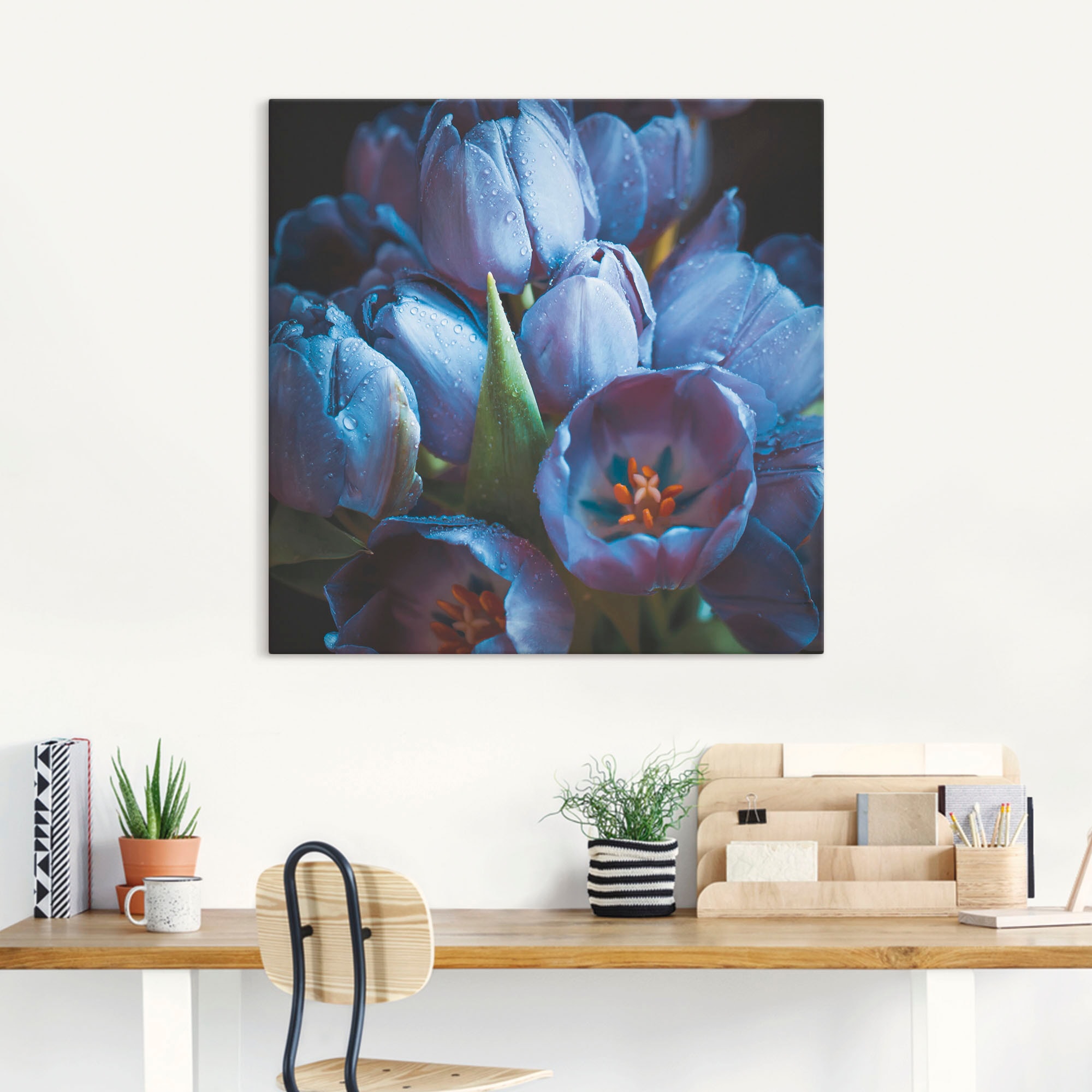 Artland Leinwandbild »Tulpen Blau«, Blumen, (1 St.), auf Keilrahmen gespannt