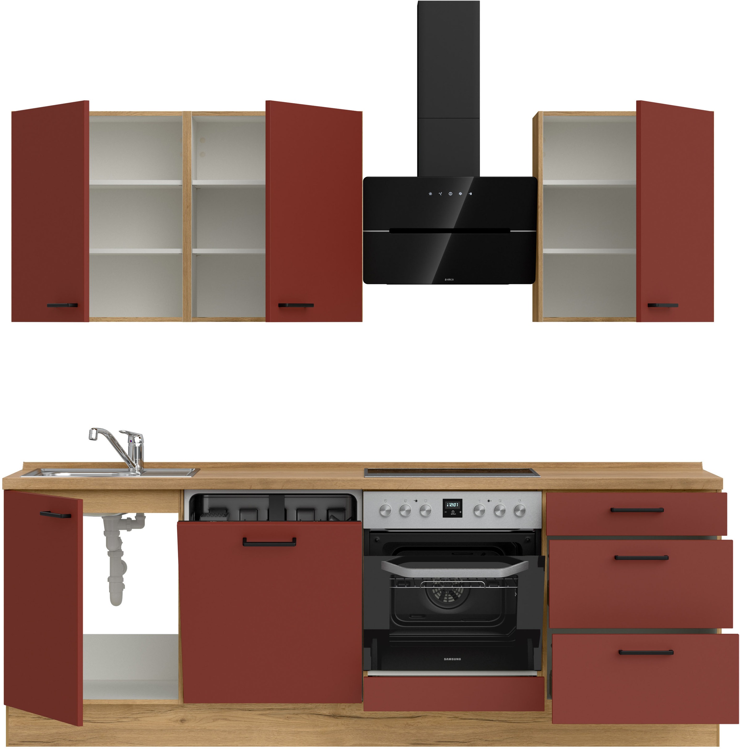 nobilia® Küchenzeile »"Easytouch II"«, vormontiert, Ausrichtung wählbar, Breite 240 cm, wahlw. mit E-Geräten