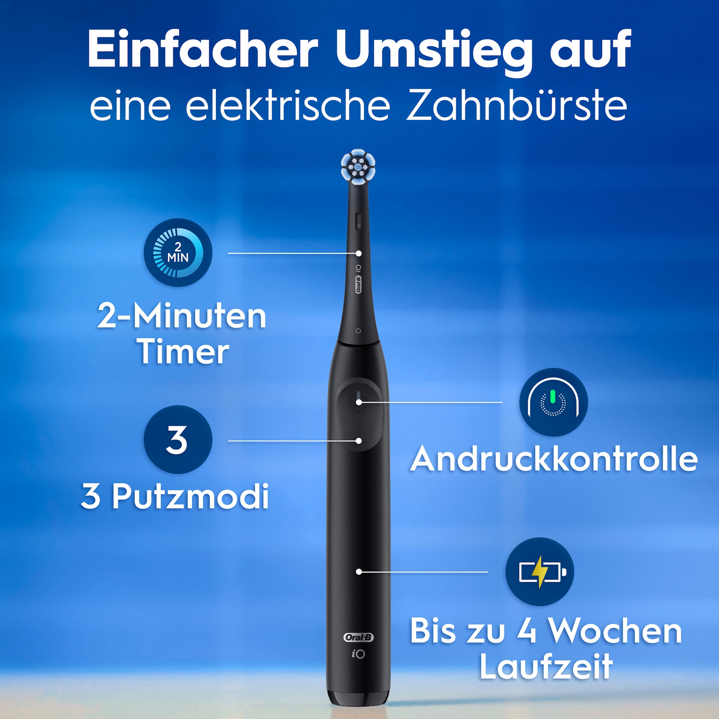 Oral-B Elektrische Zahnbürste »iO Series 2« 2 Stk. Aufsteckbürsten für die sanfte Reinigung, mit 2. Handstück
