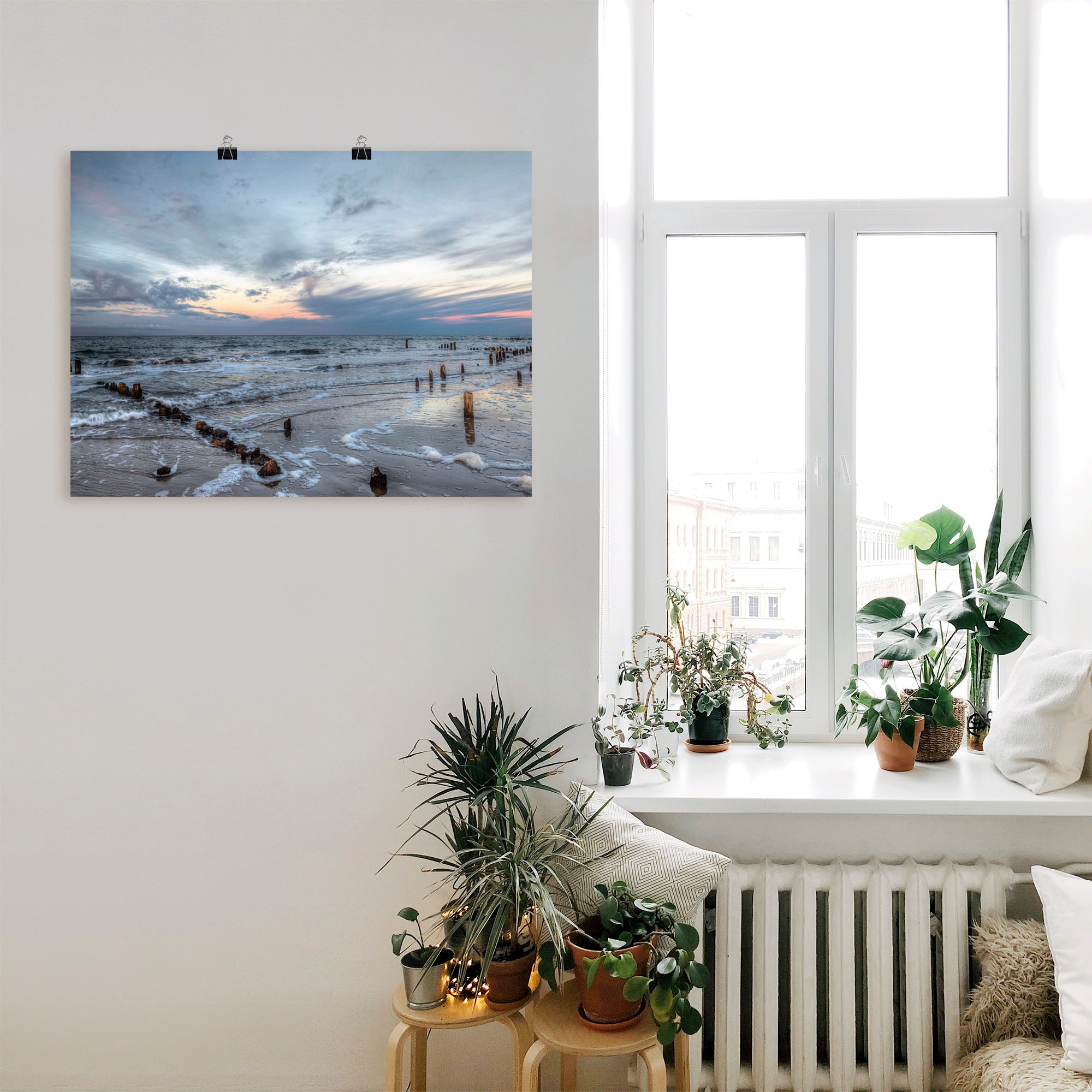 Artland Wandbild »Winter Sonnenuntergang am Meer«, Gewässer, (1 St.), als Leinwandbild, Poster, Wandaufkleber in verschied. Größen