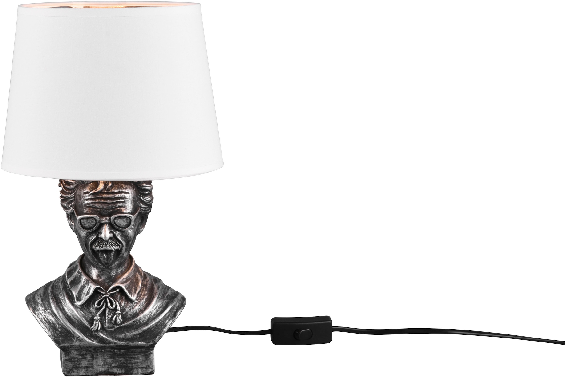 Leuchten online 36cm Schreibtischlampe »Albert«, 1 Schirm silber&weiß flammig-flammig, TRIO Büste Tischleuchte - bestellen Schalter Design Kopf Höhe