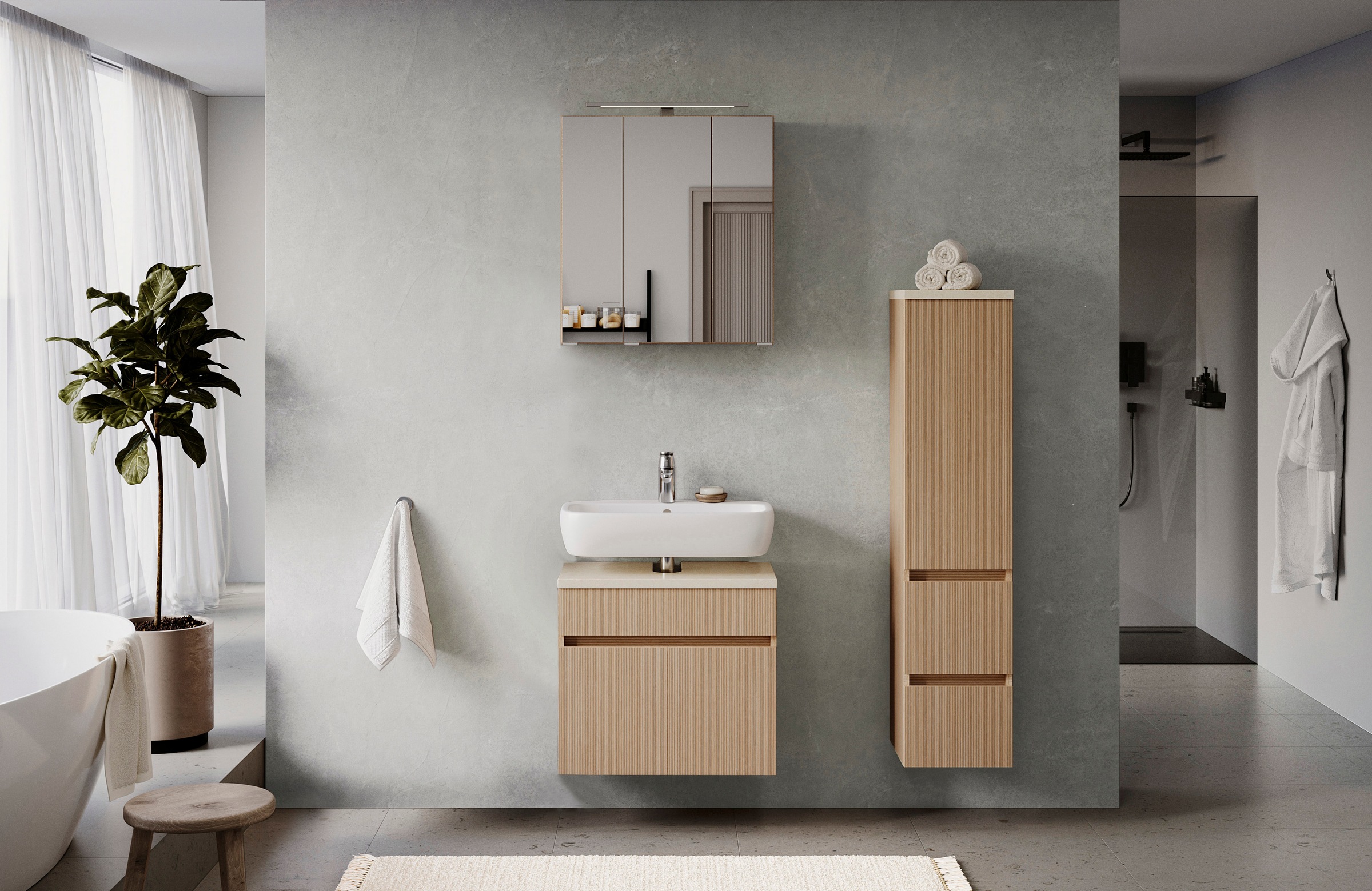 welltime Badmöbel-Set »EIXO, Set aus Spiegelschrank, Unterbeckenschrank und günstig online kaufen