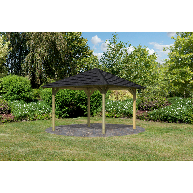 KARIBU Pavillon »Cordoba« BxTxH: 357x357x297 cm, mit schwarzen Dachschindeln