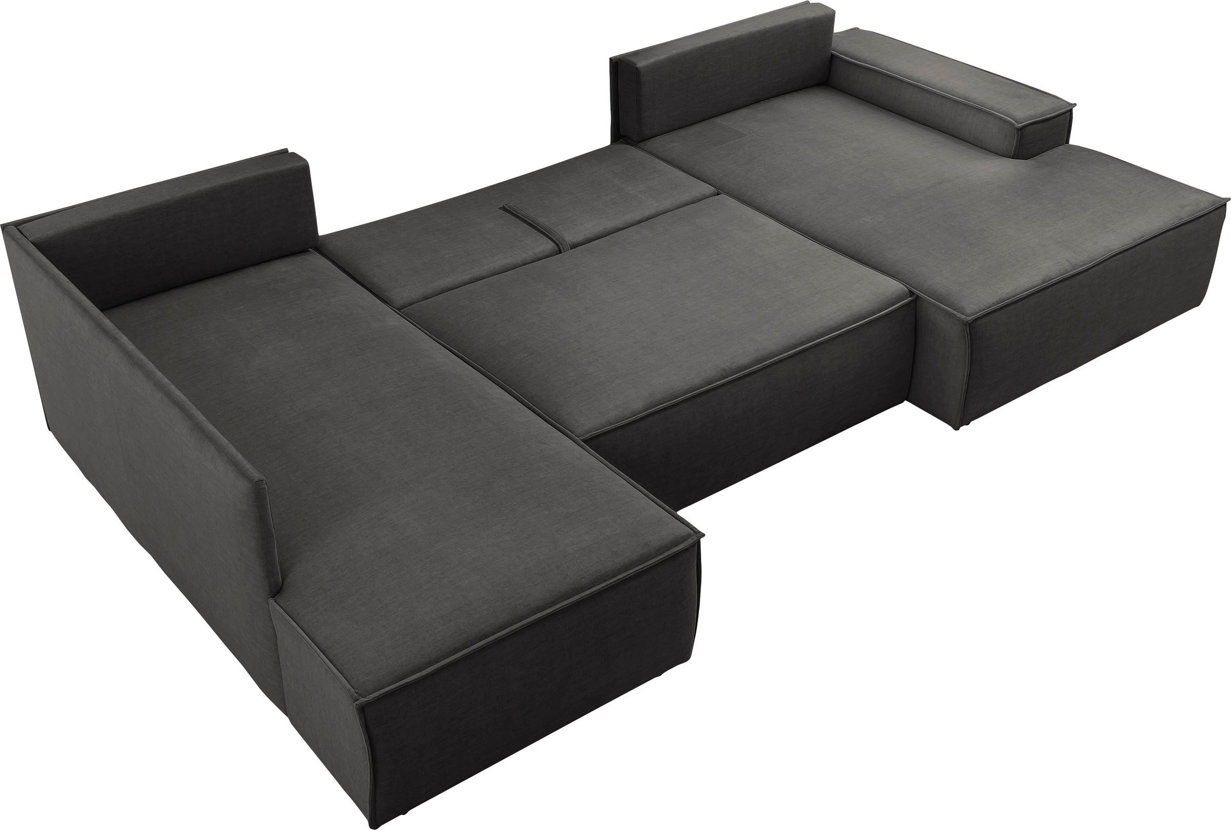 Home affaire Wohnlandschaft »SHERWOOD 329 cm, U-Form, Schlafsofa,«, Schlaffunktion m. Bettkasten (194x139 cm), Cord, Vintage, Samtvelours