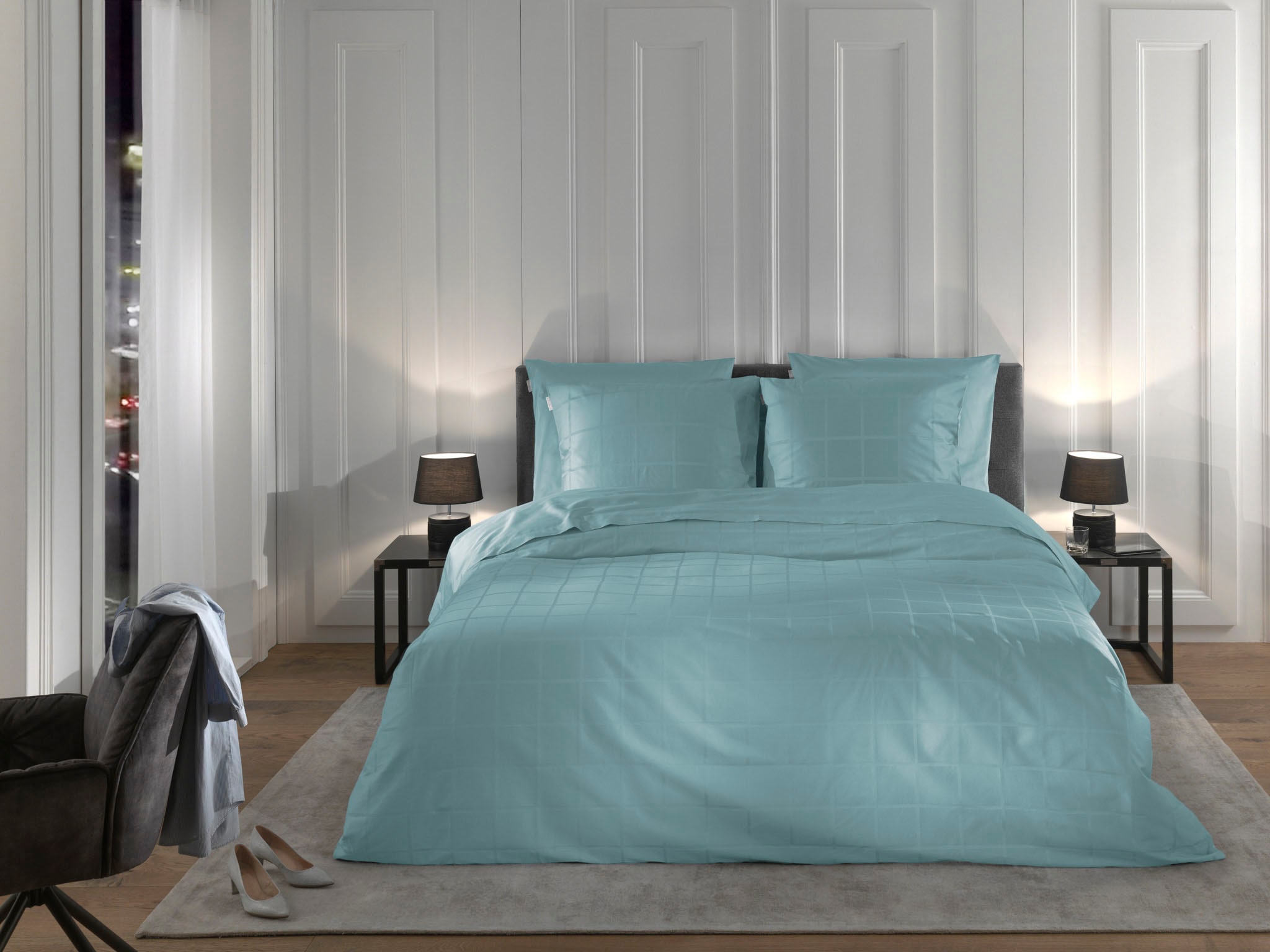 Heckett & Lane Wendebettwäsche »Diamante« 2 Stk. kariert, hochwertiges Mako-Satin, Bettwäsche ab 135x200 cm.