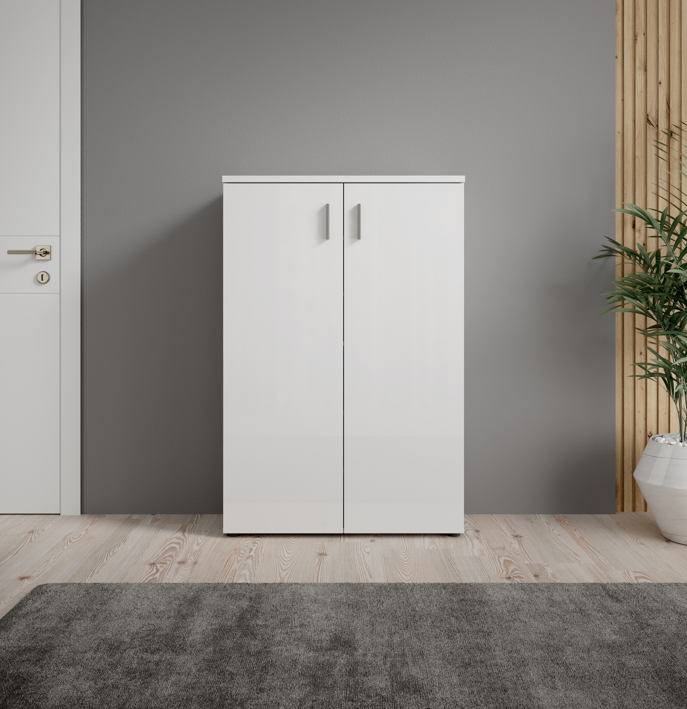 HBZ Schuhschrank »Lincoln weiß Glanz, BxHxT 80x120x35 cm«, (1 St.), Schuhschrank mit 2 Türen, 4 Einlegeböden