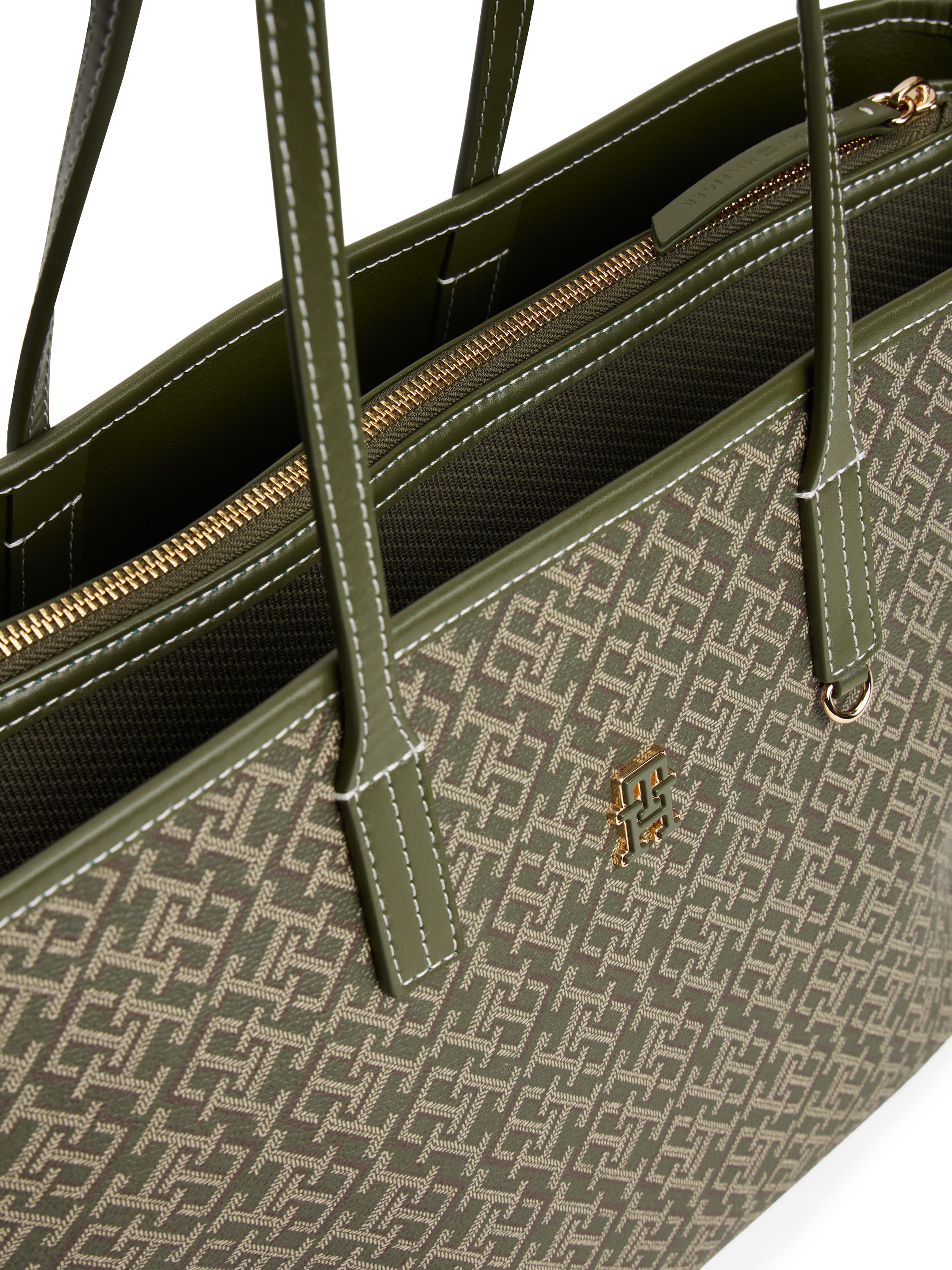 Tommy Hilfiger Tragetasche »TH MONOPLAY LEATHER TOTE« , Damen Schultertasche mit bedrucktem TH-Monogramm