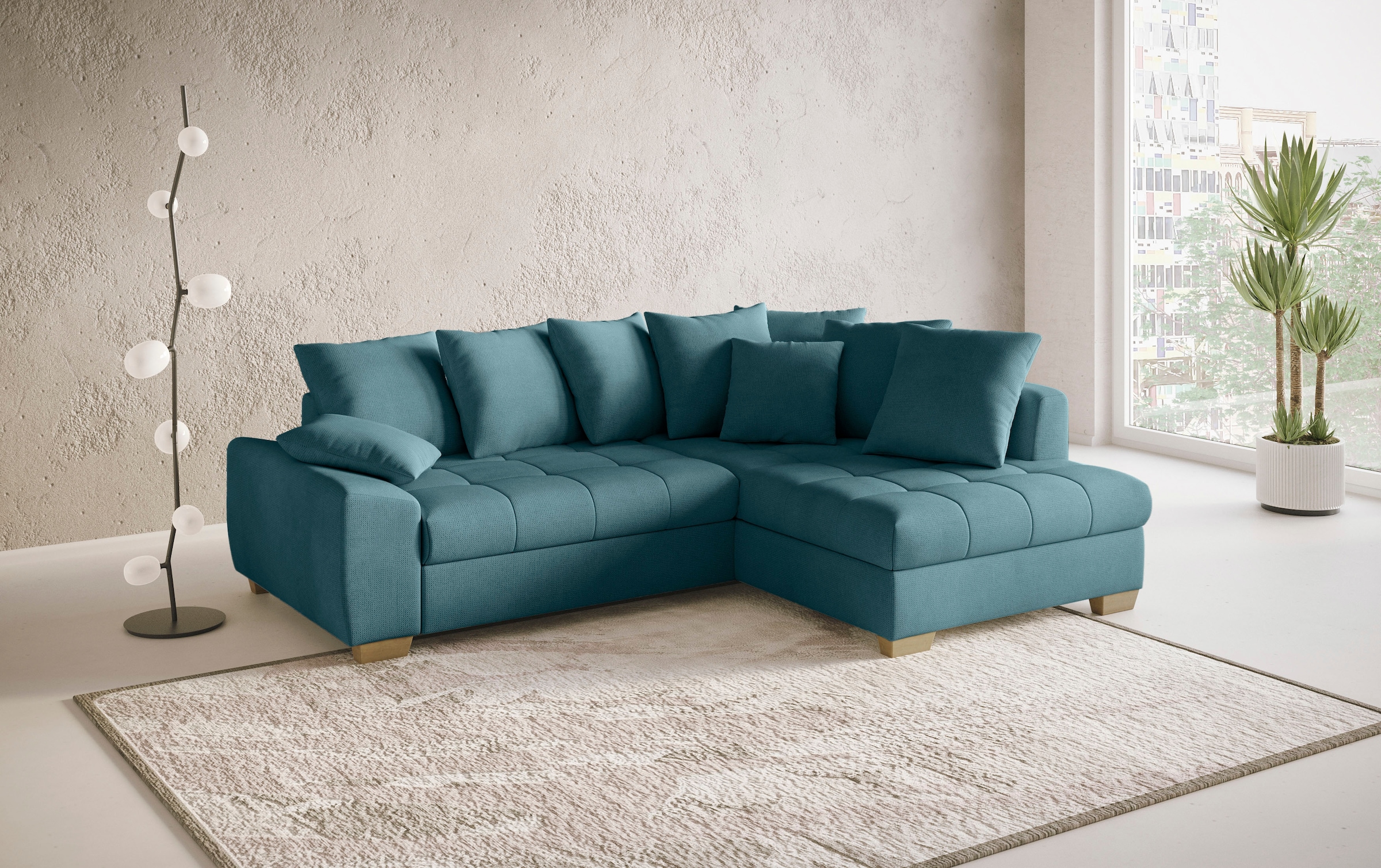 Mr. Couch Ecksofa »Nikita II, L-Form«, Wahlweise mit Bettfunktion, Bettkasten & RGB-LED-Beleuchtung