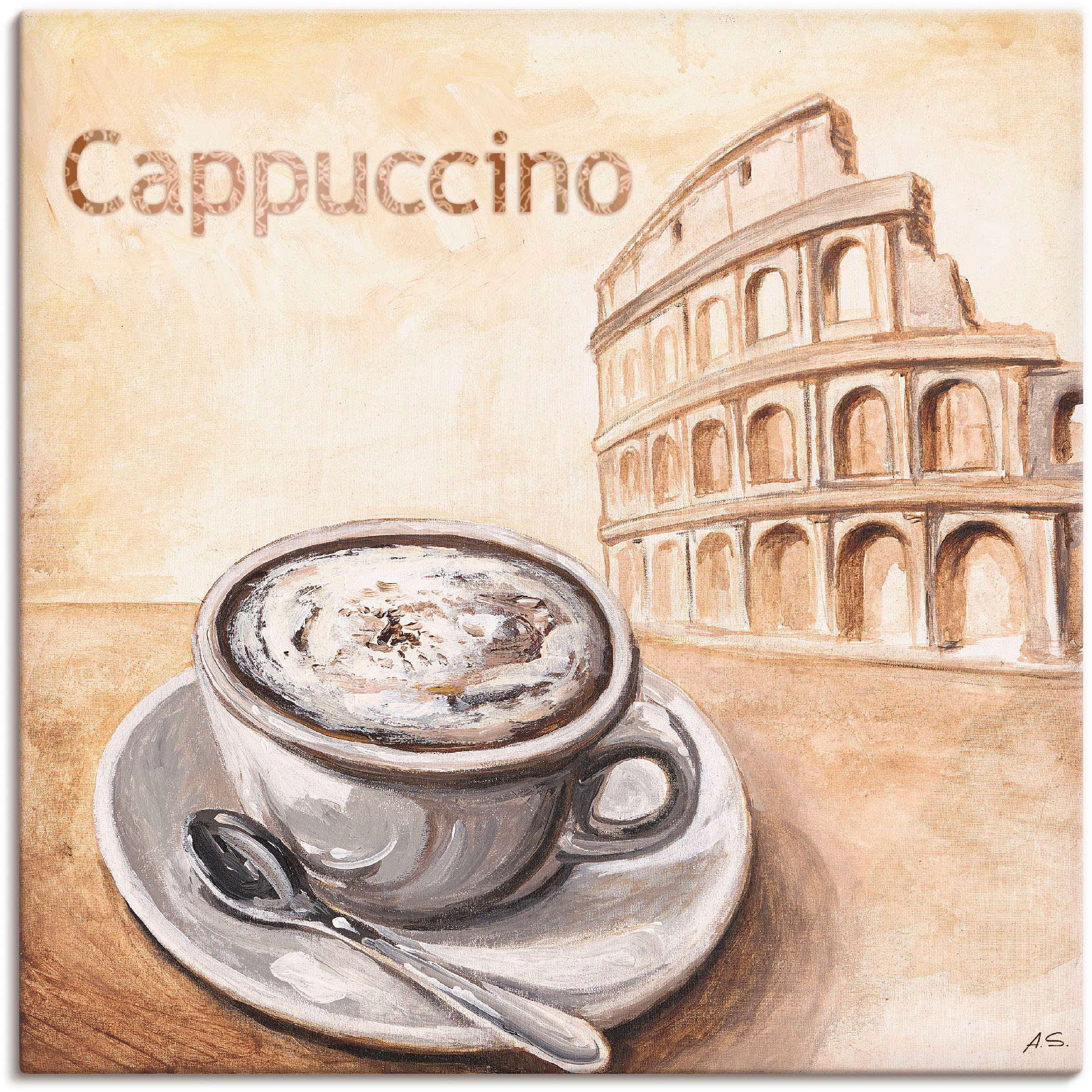 Artland Wandbild »Cappuccino in Rom«, Kaffee Bilder, (1 St.), als Leinwandbild in verschied. Größen