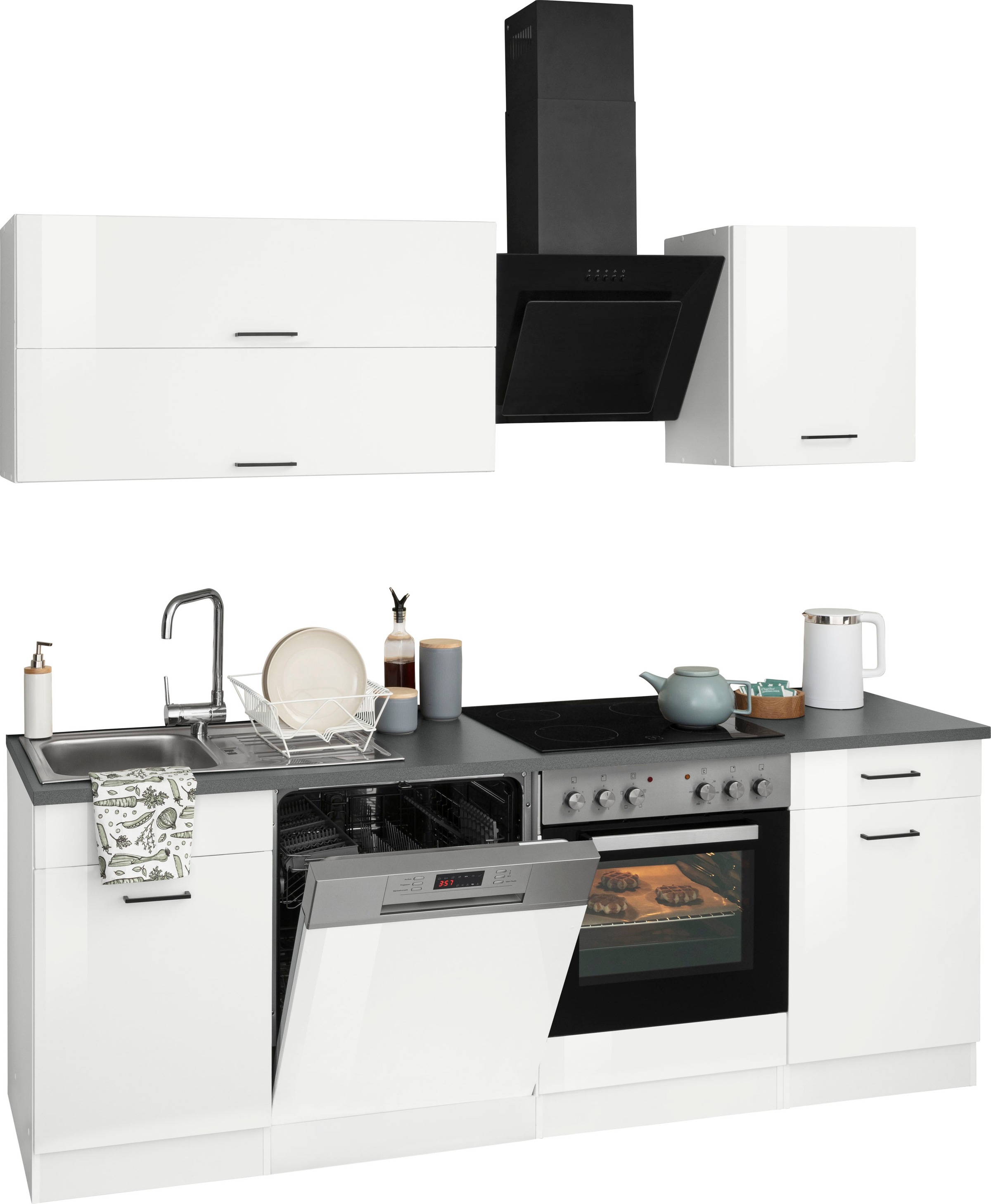 KOCHSTATION Küchenzeile »KS-Trier«, mit E-Geräten, Breite 220 cm