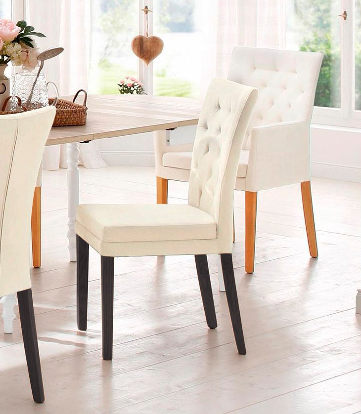Home affaire 4-Fußstuhl »Colorado«, (Set), 6 St., Luxus-Microfaser, Beine aus Buche, wengefarben lackiert, Im 2er, 4er oder 6er-Set