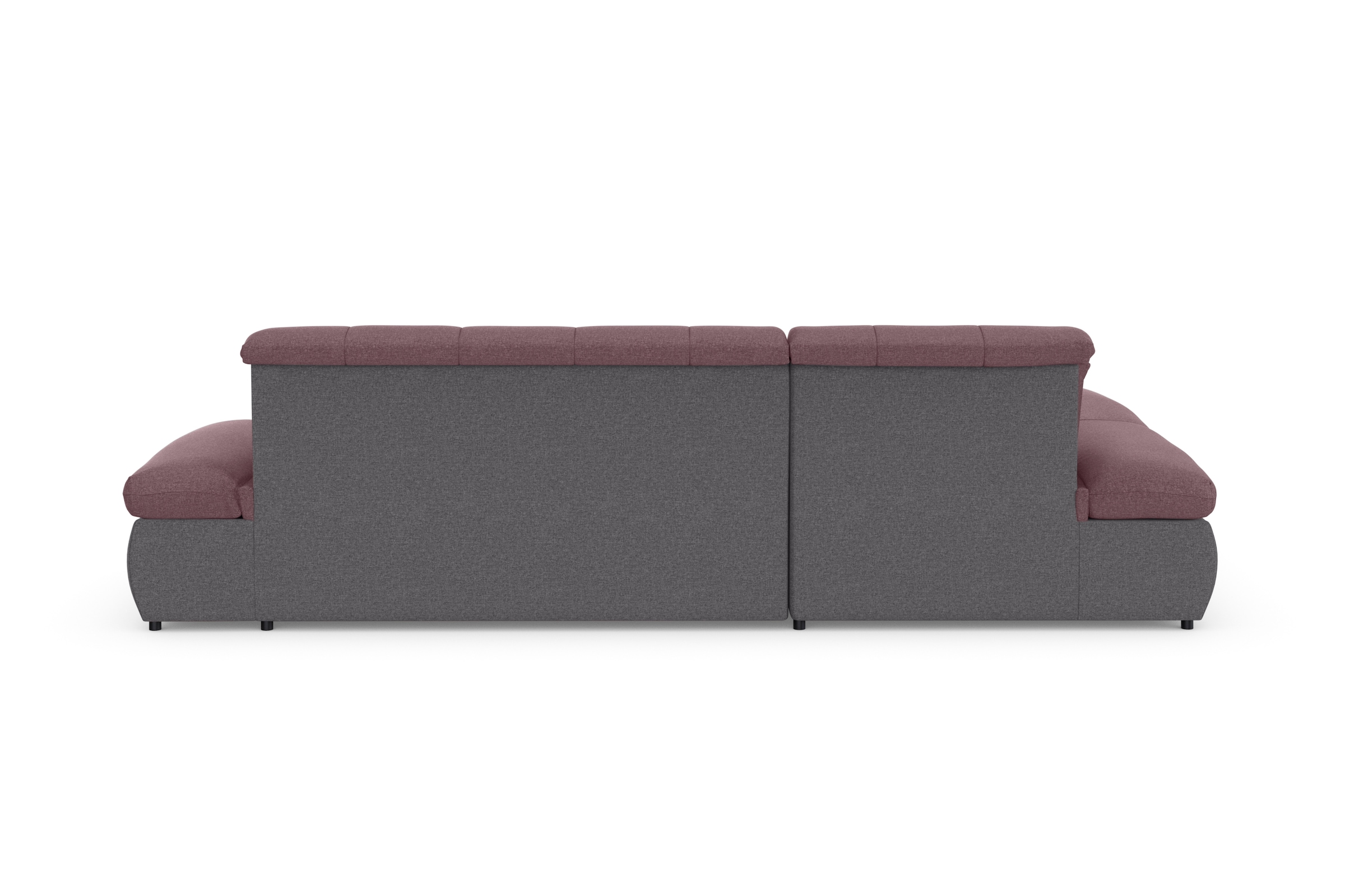 DOMO collection Ecksofa »Moric, L-Form, XXL-Sofa - Breite 300cm«, wahlweise mit Bettfunktion und Armteilverstellung, grau-beere