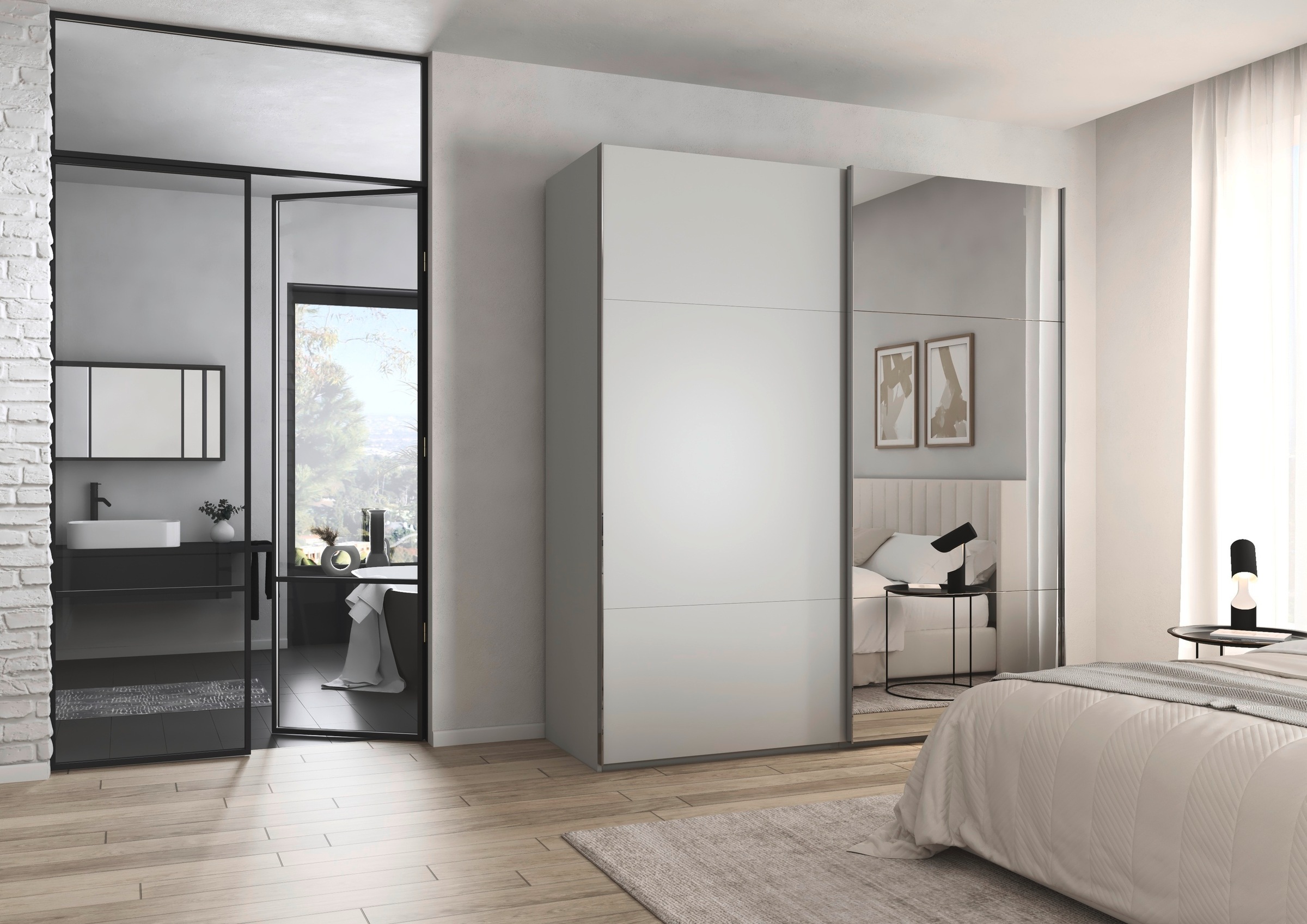 rauch Schwebetürenschrank »Kleiderschrank Schrank Garderobe Schlafzimmerschrank CONTIDO«, (in 3 verschiedenen Ausstattungen BASIC/CLASSIC/PREMIUM), aus hochwertigem Material in 6 Breiten 2 Griff-Farben MADE IN GERMANY