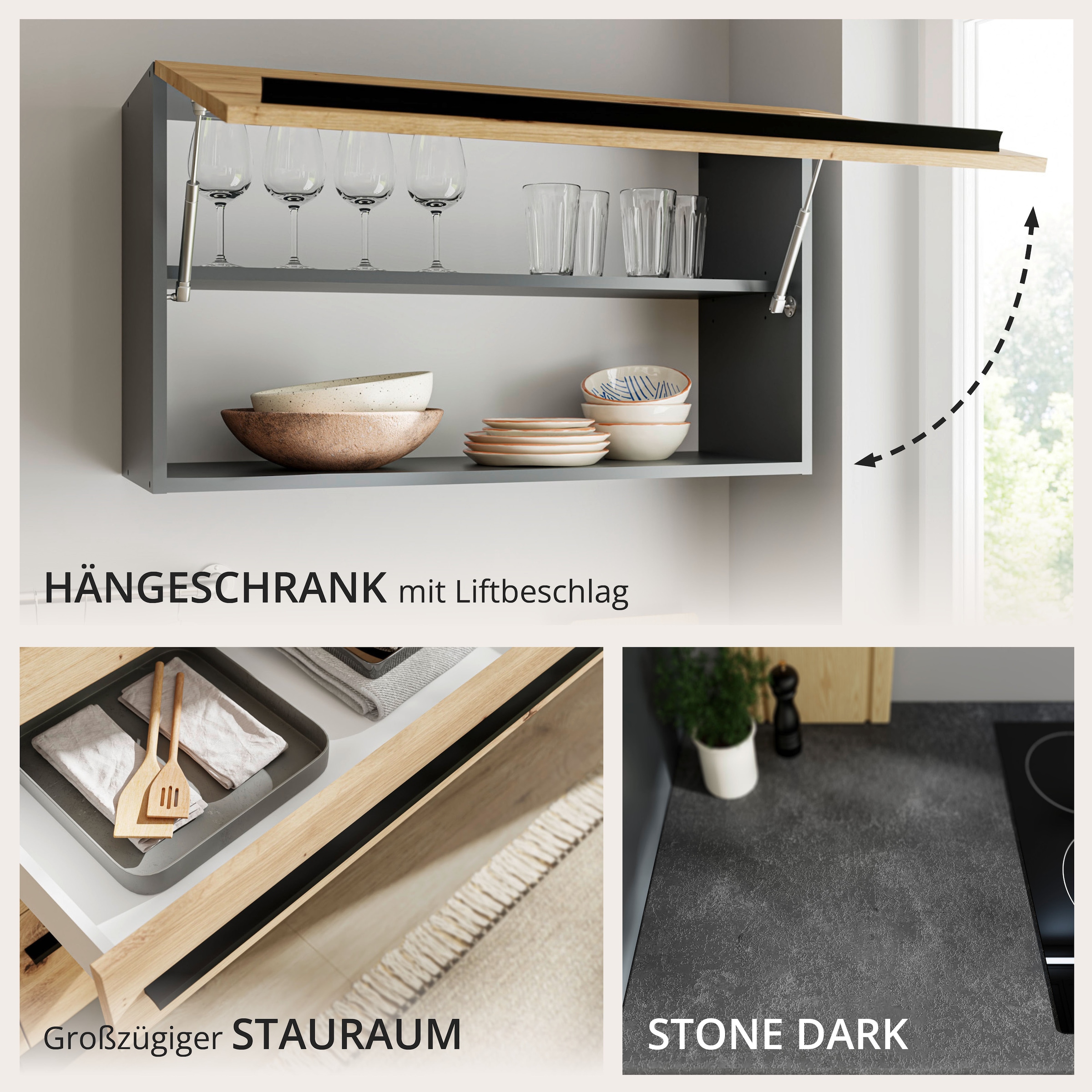 BASIC by Balculina Küchenzeile »Jazz« Breite 320 cm, wahlweise mit E-Geräten