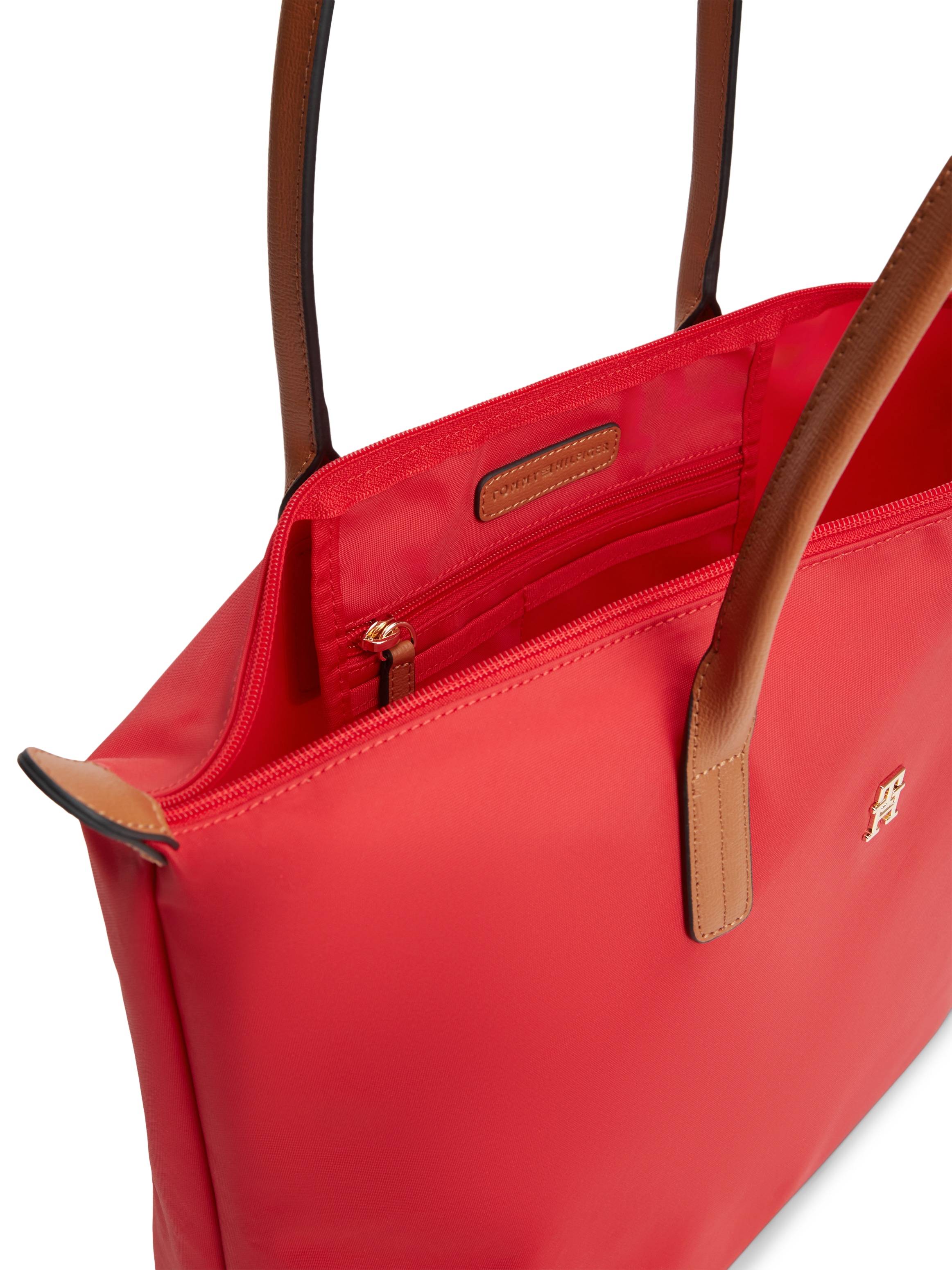 Tommy Hilfiger Tragetasche »POPETTE TOTE« Damen Handtasche, Schultertasche mit kontrastfarbigen Henkeln