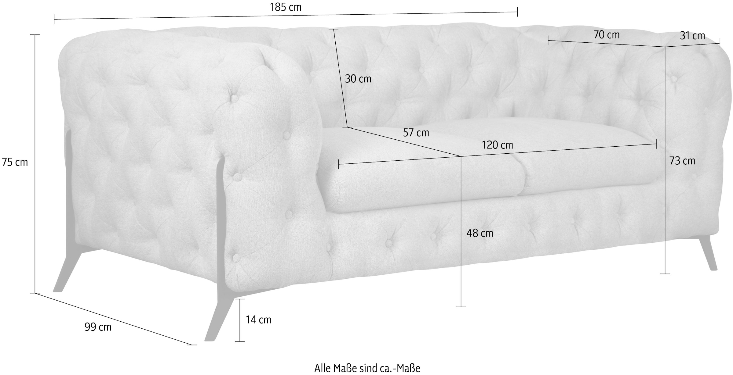 Leonique Chesterfield-Sofa »Amaury«, aufwändige Knopfheftung, moderne Chesterfield Optik, Fußfarbe wählbar