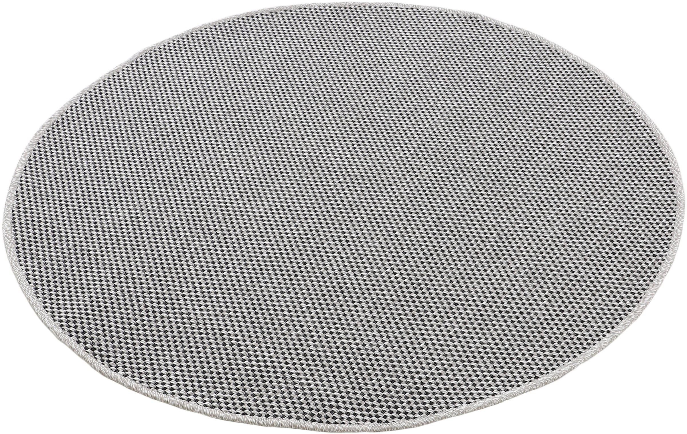 carpetfine Teppich »Boho 105«, rund, 4 mm Höhe, robustes Flachgewebe, Sisal Optik, UV-beständig, Außenbereich