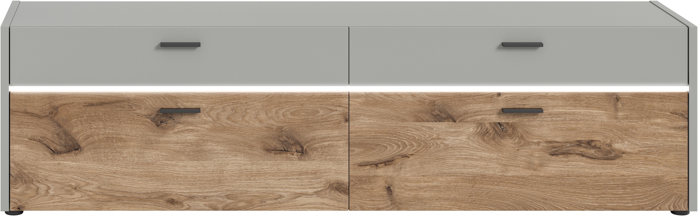 INOSIGN Lowboard »Spezia, Breite 185cm, in Hellgrau, 2 Klappen, 2 Schubkästen«, TV-Board, TV-Schrank, TV-Bank, Fernsehschrank, Mediamöbel, Mediaboard
