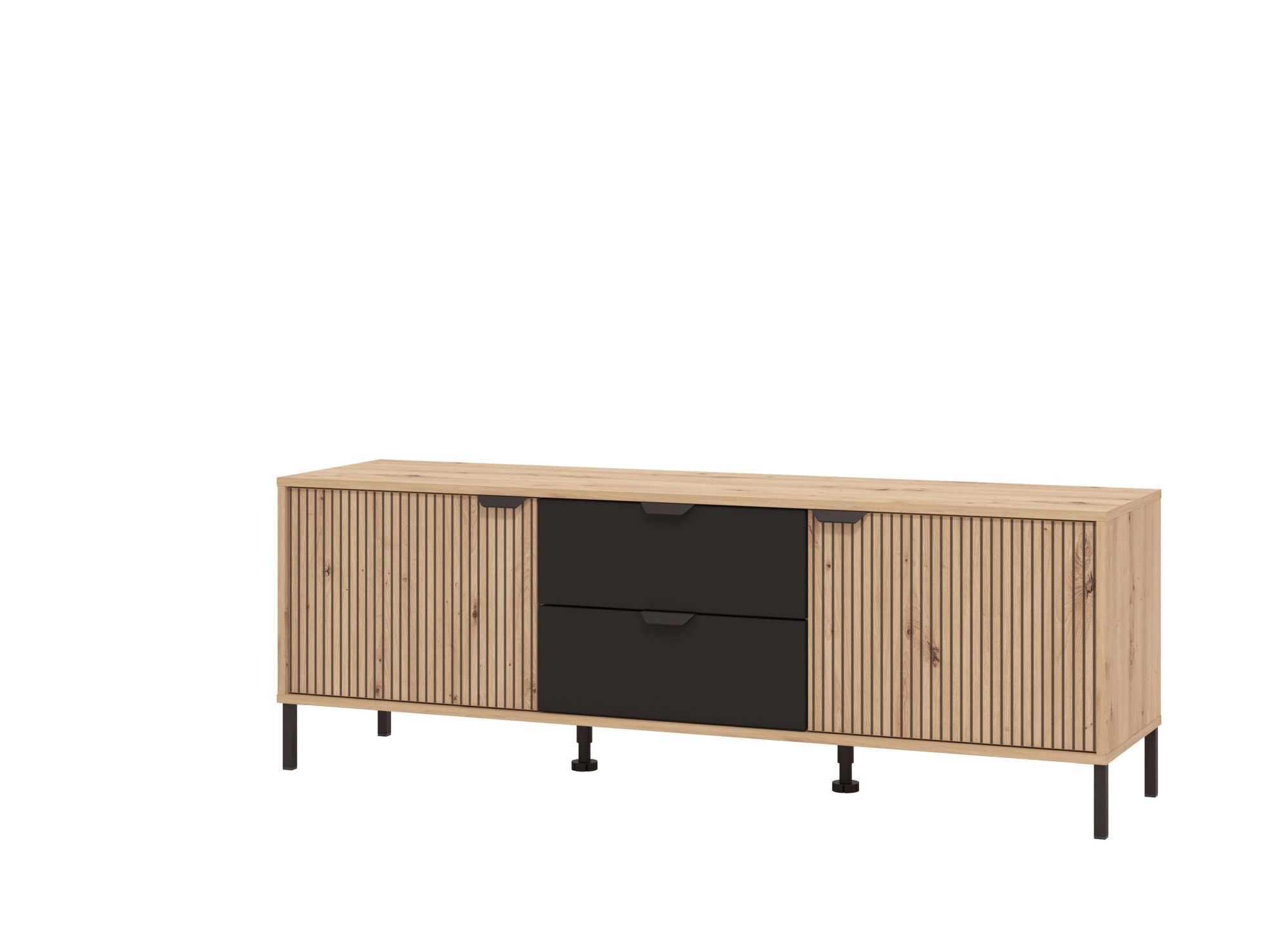 Home affaire Lowboard »Mayenne, TV-Lowboard, Breite 157 cm«, TV-Kommode, Türen mit Rillen-Optik, 2 Schubkästen