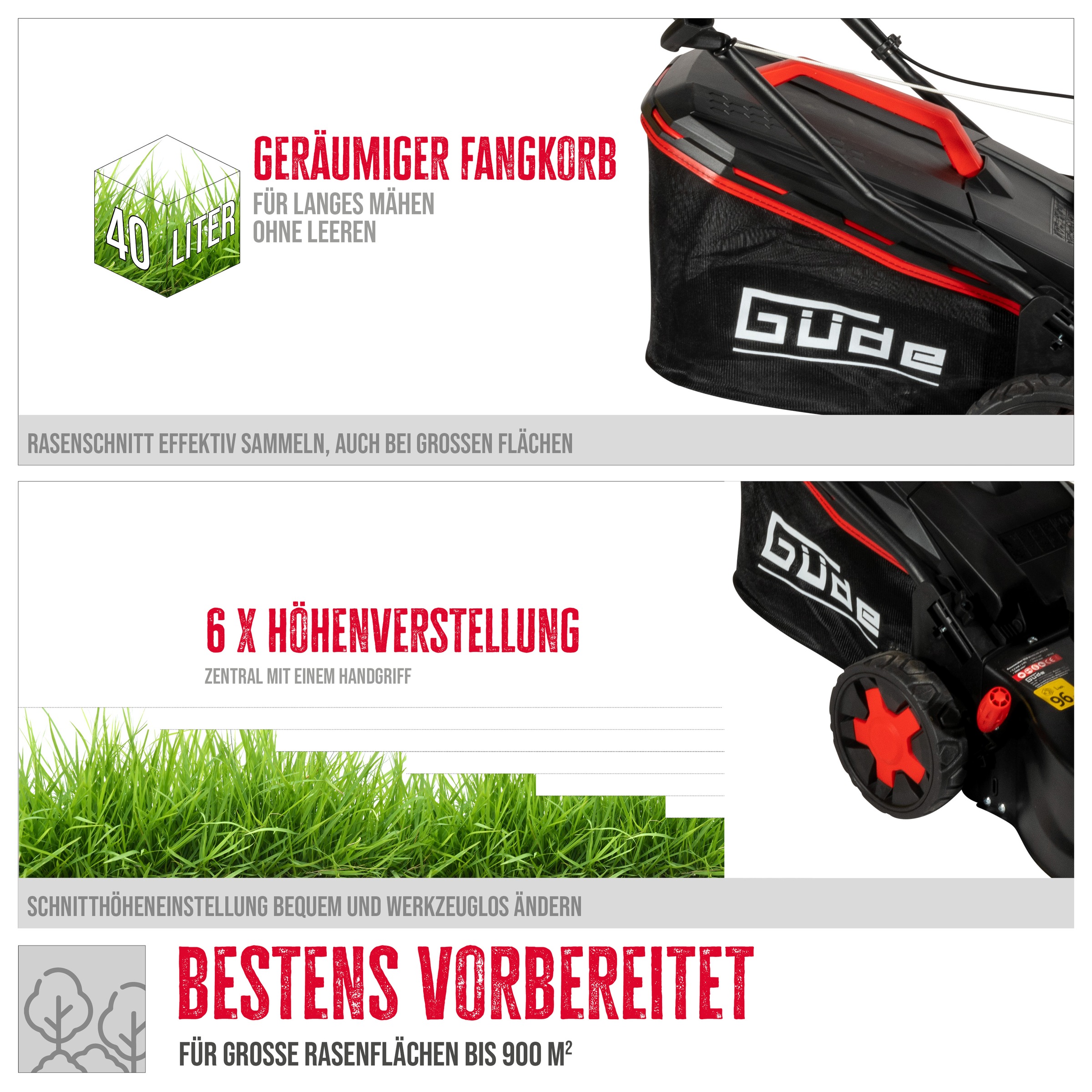 Güde Benzinrasenmäher »»ECO WHEELER 413.3 R««, für Rasenflächen bis 900m²