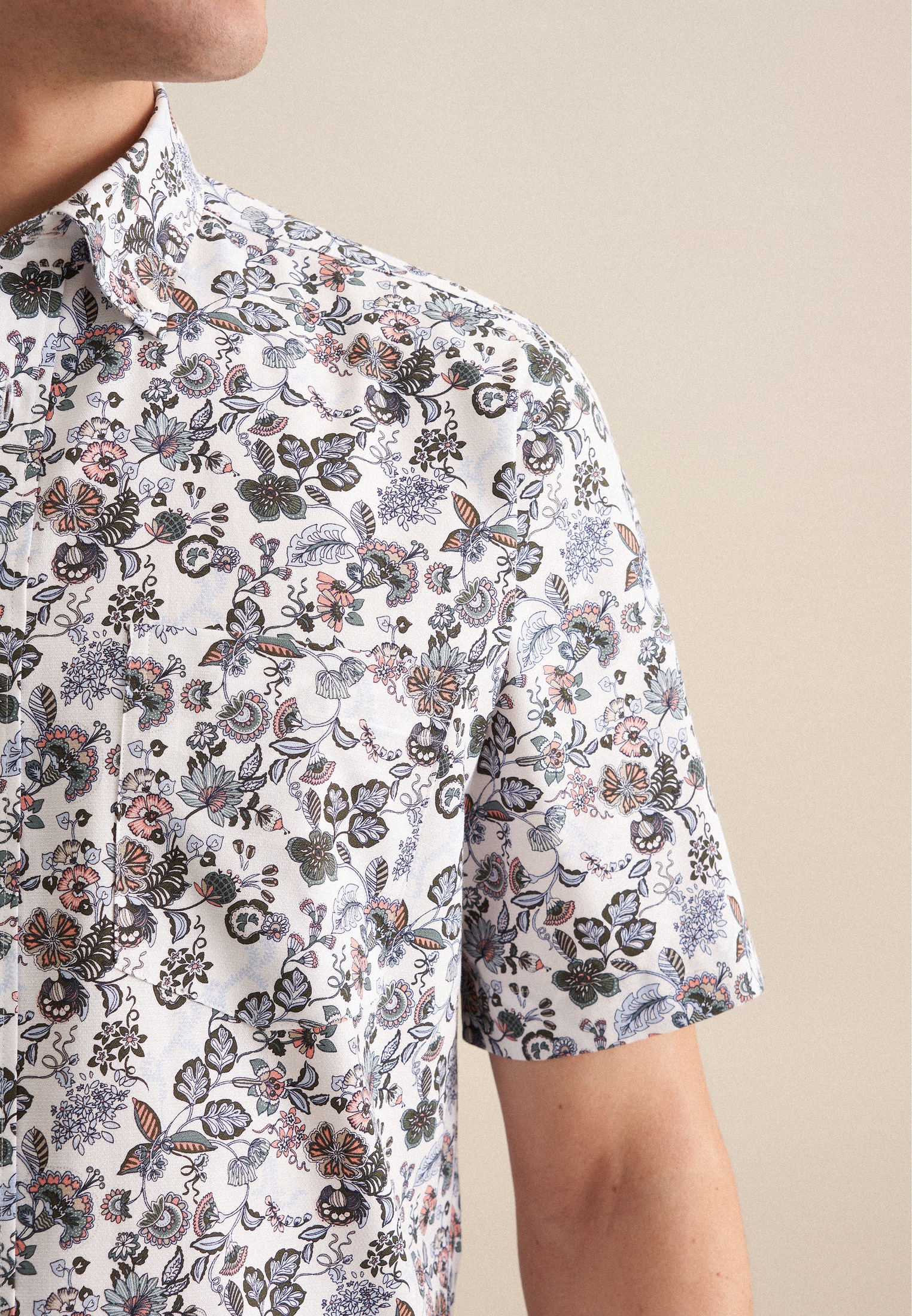 seidensticker Businesshemd »Regular«, Regular 1/2 Button-Down-Kragen Druck
