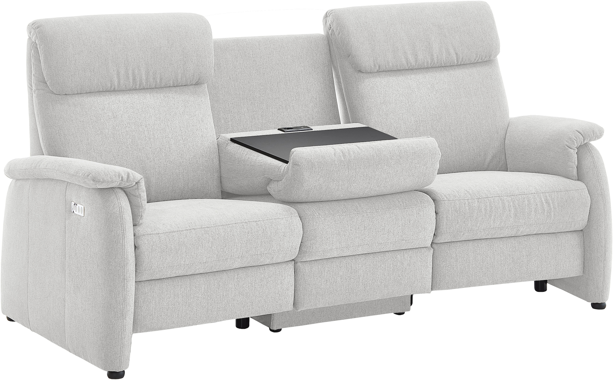 Home affaire 3-Sitzer »Turin Sofa mit elektrischer Relaxfunktion, Breite 226 cm« inkl. Tisch, USB & Steckdose, Federkern & pflegeleichtem Bezug