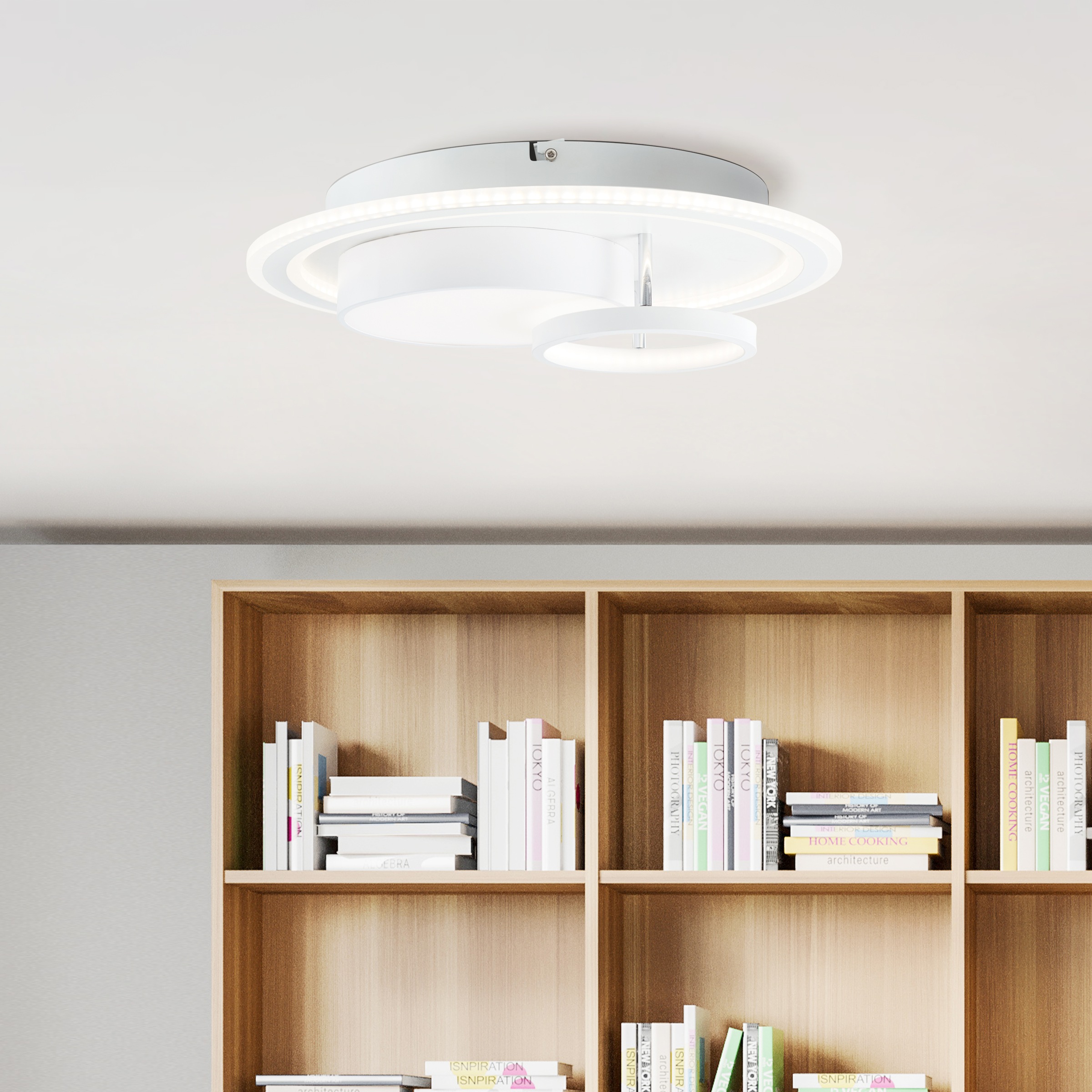 Brilliant LED Deckenleuchte »Sigune«, 1 flammig, Leuchtmittel LED-Modul | LED fest integriert, Ø 40 cm, dimmbar, CCT, 4800 lm, Fernbedienung, Metall, weiß/schwarz