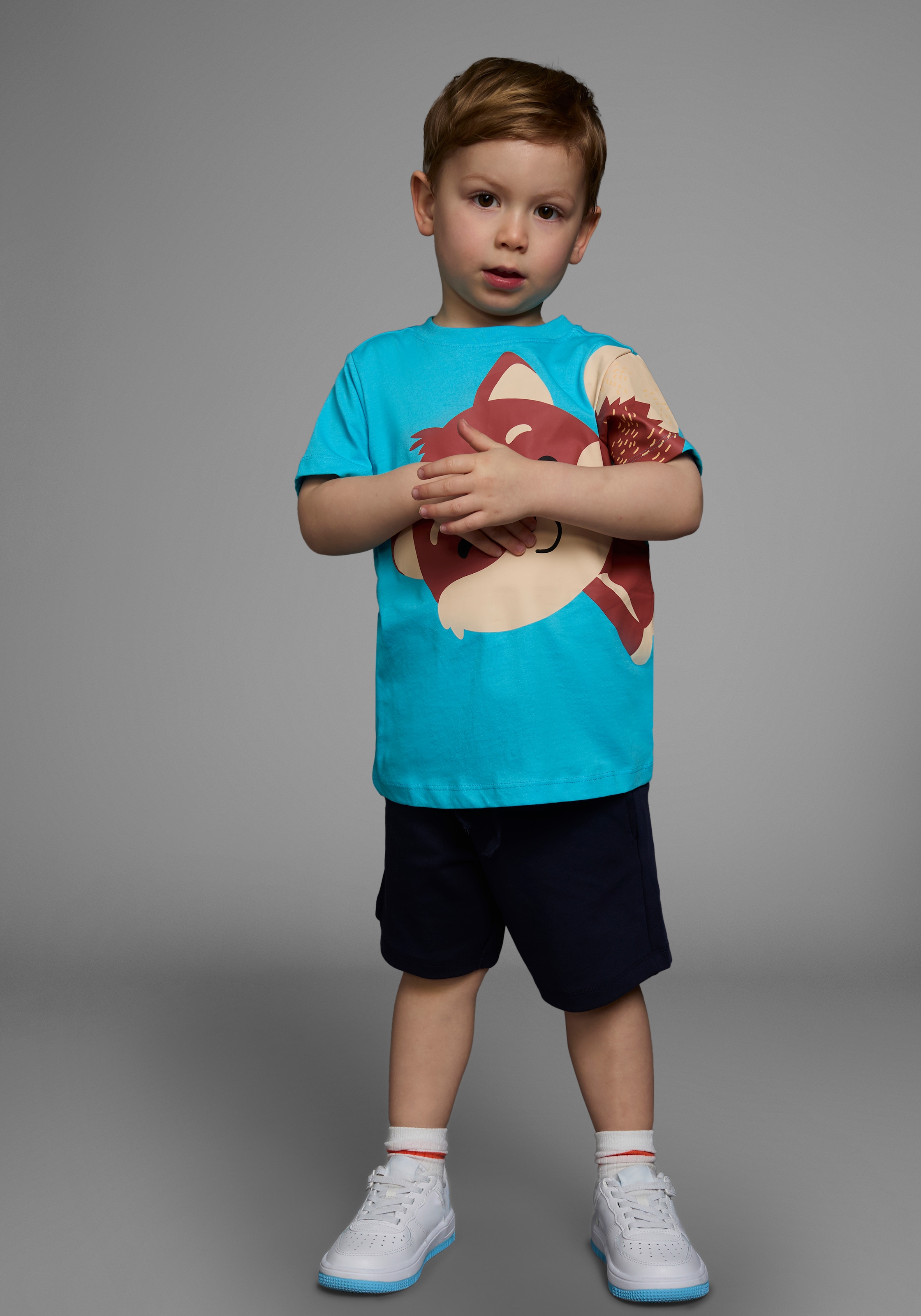 KIDSWORLD Shirt & Shorts »2tlg. Set T-Shirt + Sweatbermudas«, FUCHS - Print