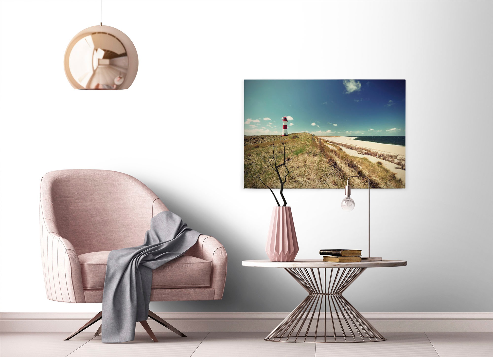 A.S. Création Leinwandbild »Lighthouse«, Kunst-Gemälde-Kinder, (1 St.), Strand Dünen Meer Keilrahmen Natur Leinwand-Bild Wohnzimmer modern