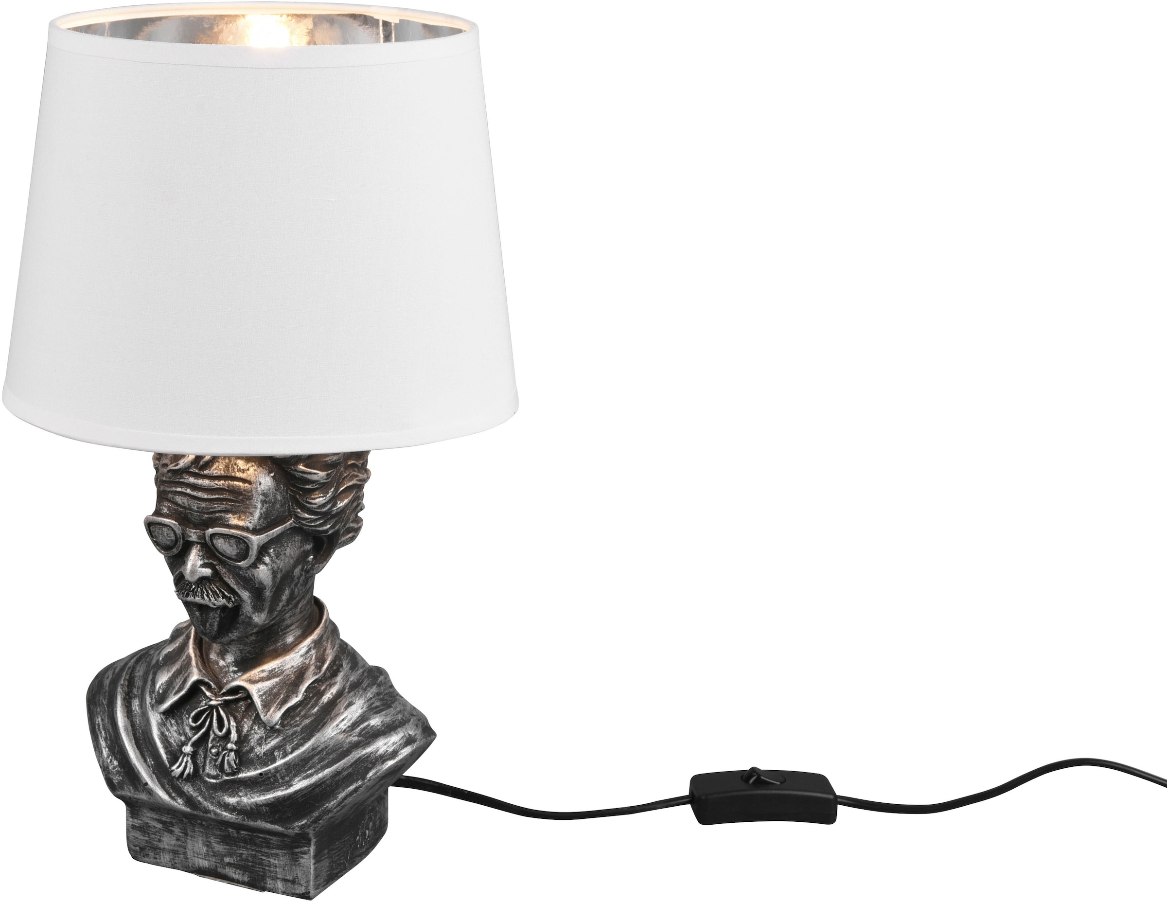 TRIO Leuchten Schreibtischlampe »Albert«, online bestellen Design 36cm - flammig-flammig, Tischleuchte Kopf Büste 1 Schalter silber&weiß Höhe Schirm