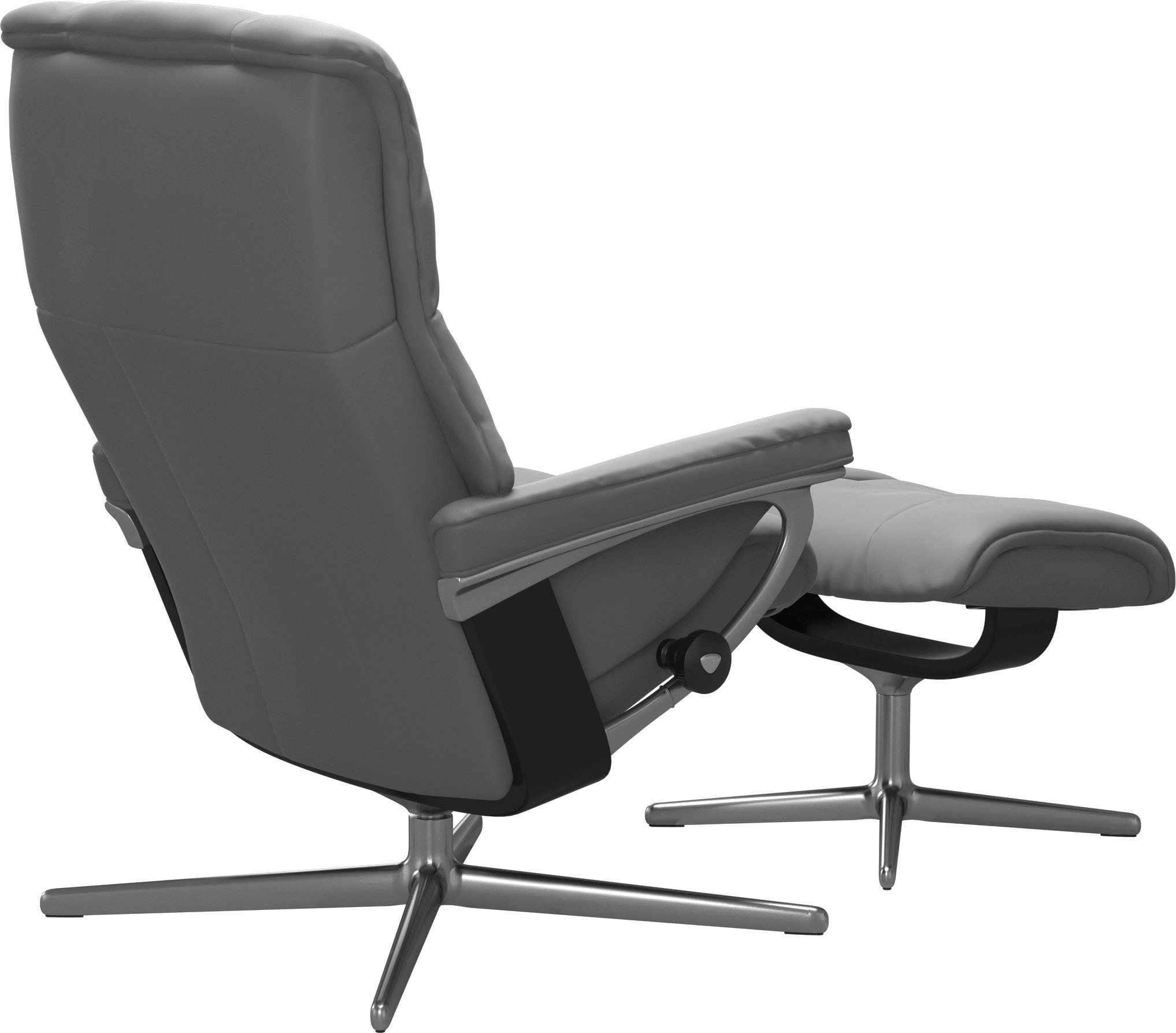 Stressless® Relaxsessel »Mayfair«, (Set, Relaxsessel mit Hocker), mit Hocker, mit Cross Base, Größe S, M & L, Holzakzent Schwarz