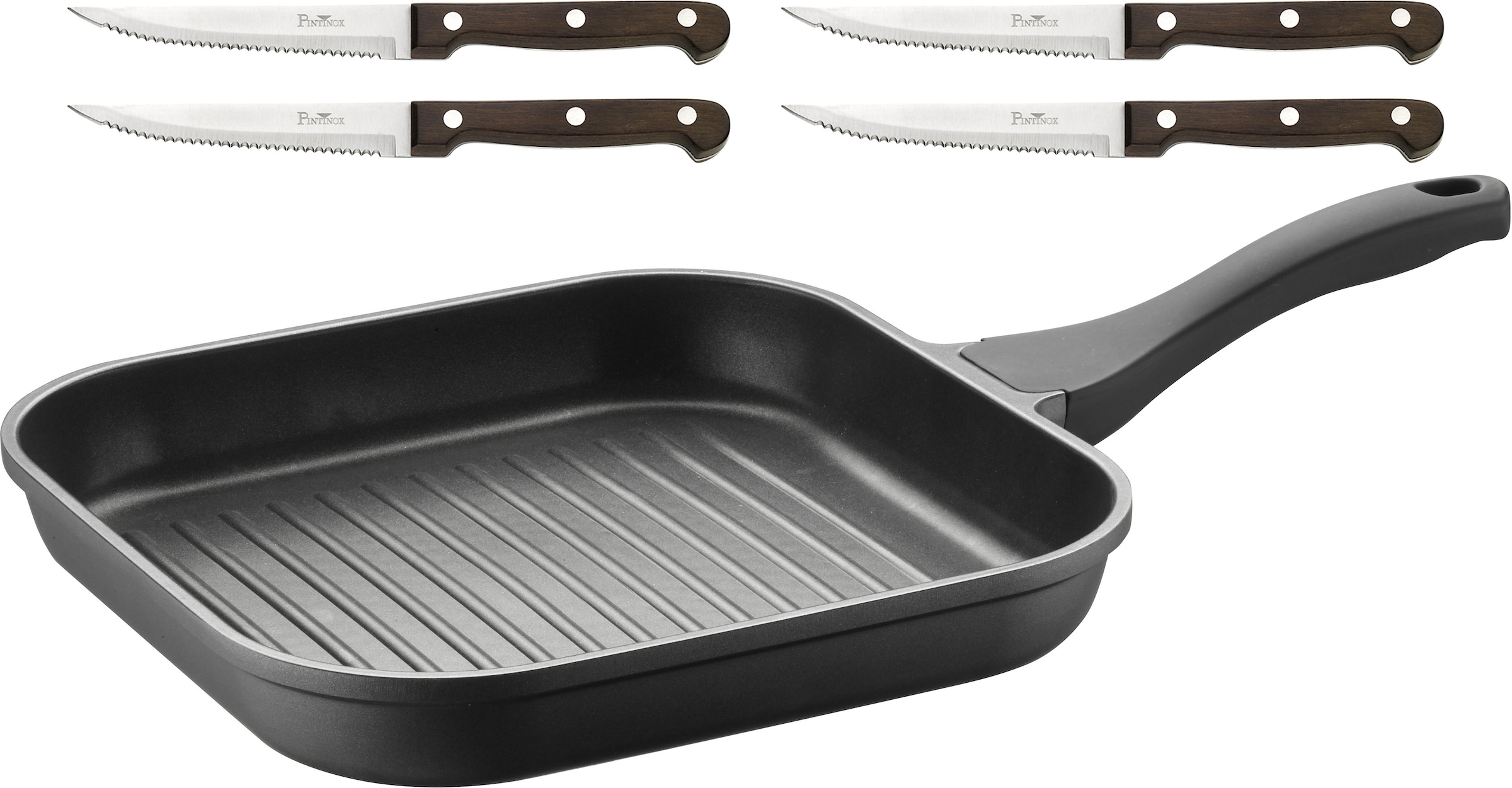 PINTINOX Grillpfanne »Pro«, Aluminium, (Set, 5 tlg.), 3-lagige Antihaftbesc günstig online kaufen