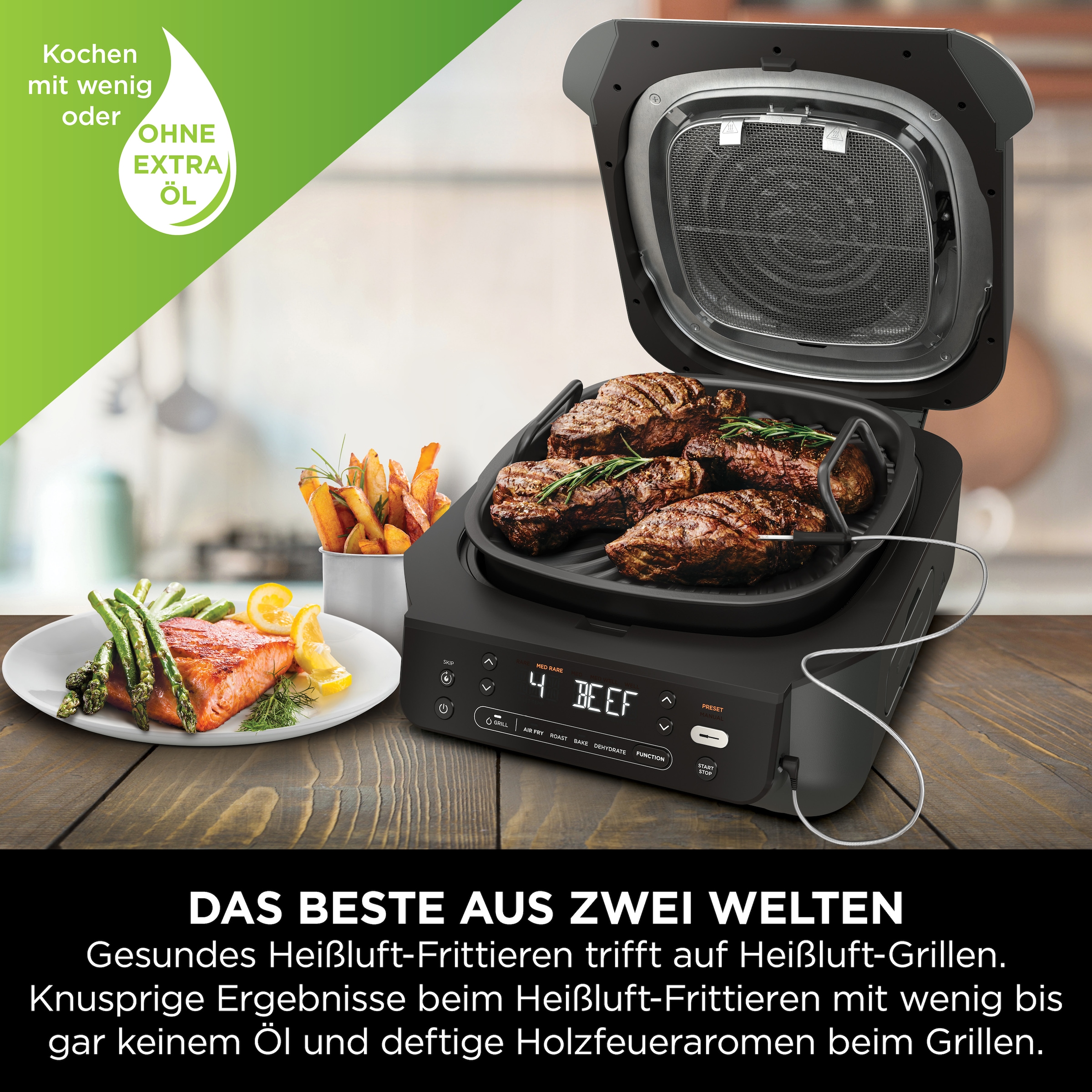 NINJA Tischgrill »EG351EU«, 1760 W, 5-in-1 Grill und Heißluftfritteuse