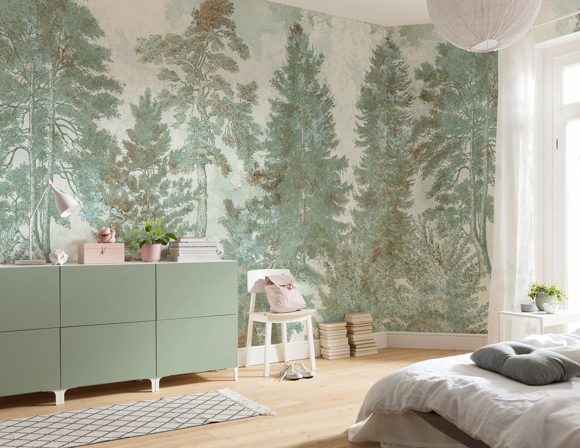 Komar Fototapete »Digitaldruck Vlies - Pale Panoramic - Größe 400 x 250 cm«, bedruckt-floral-geblümt-gemustert-tropisch, Wohnzimmer, Schlafzimmer
