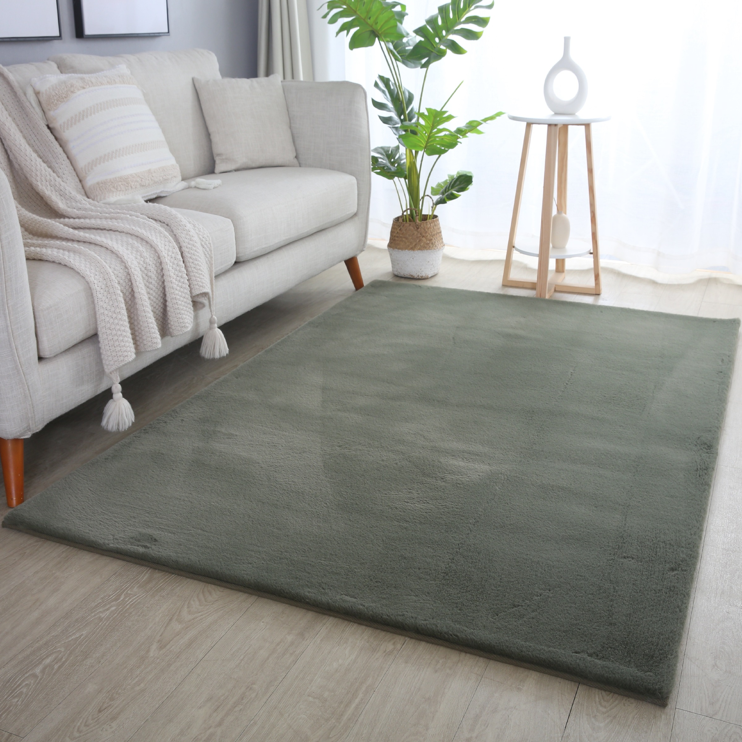 Ayyildiz Teppiche Hochflor-Teppich »Pouffy 5100« Rechteckig 20 Mm Höhe Läufer, Weicher Glatter Softflor, Kaninchen Fell Haptik, Waschbar